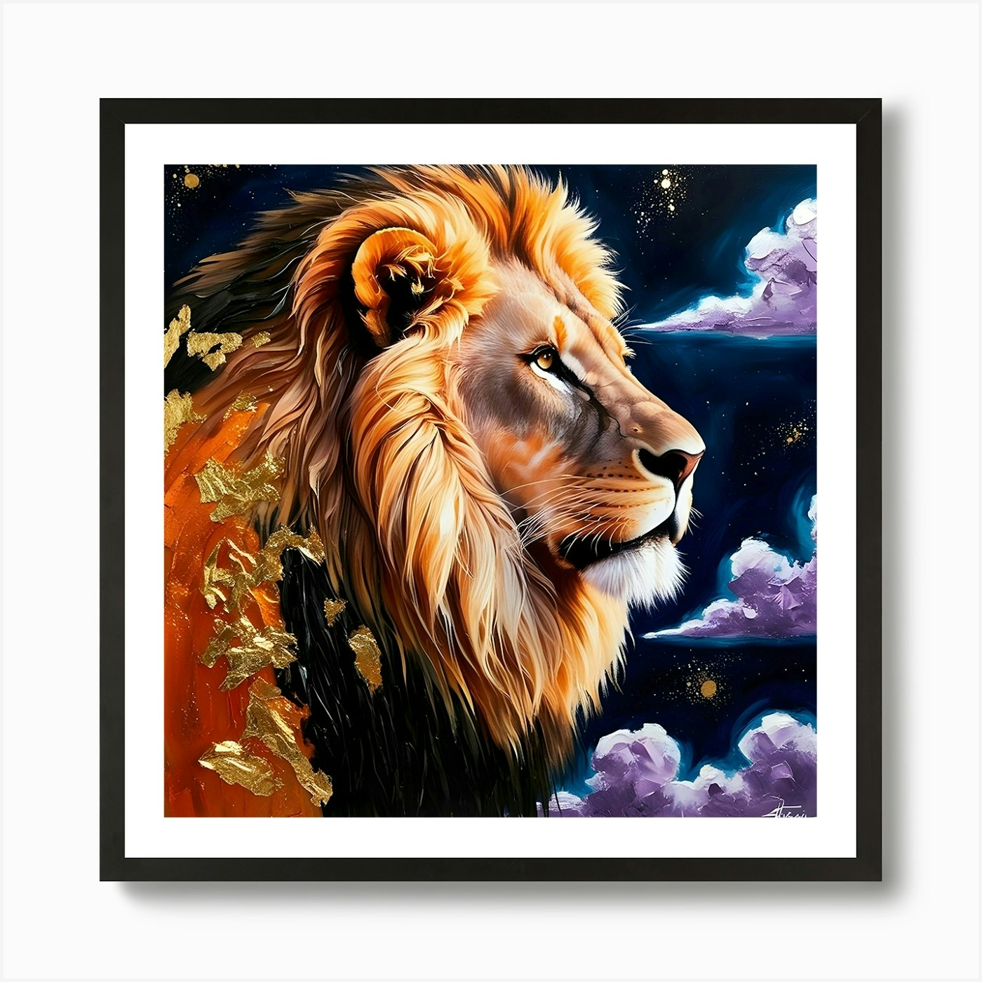 Lion Of The Night Art Print Framed Wall Art Poster Canvas Print Picture