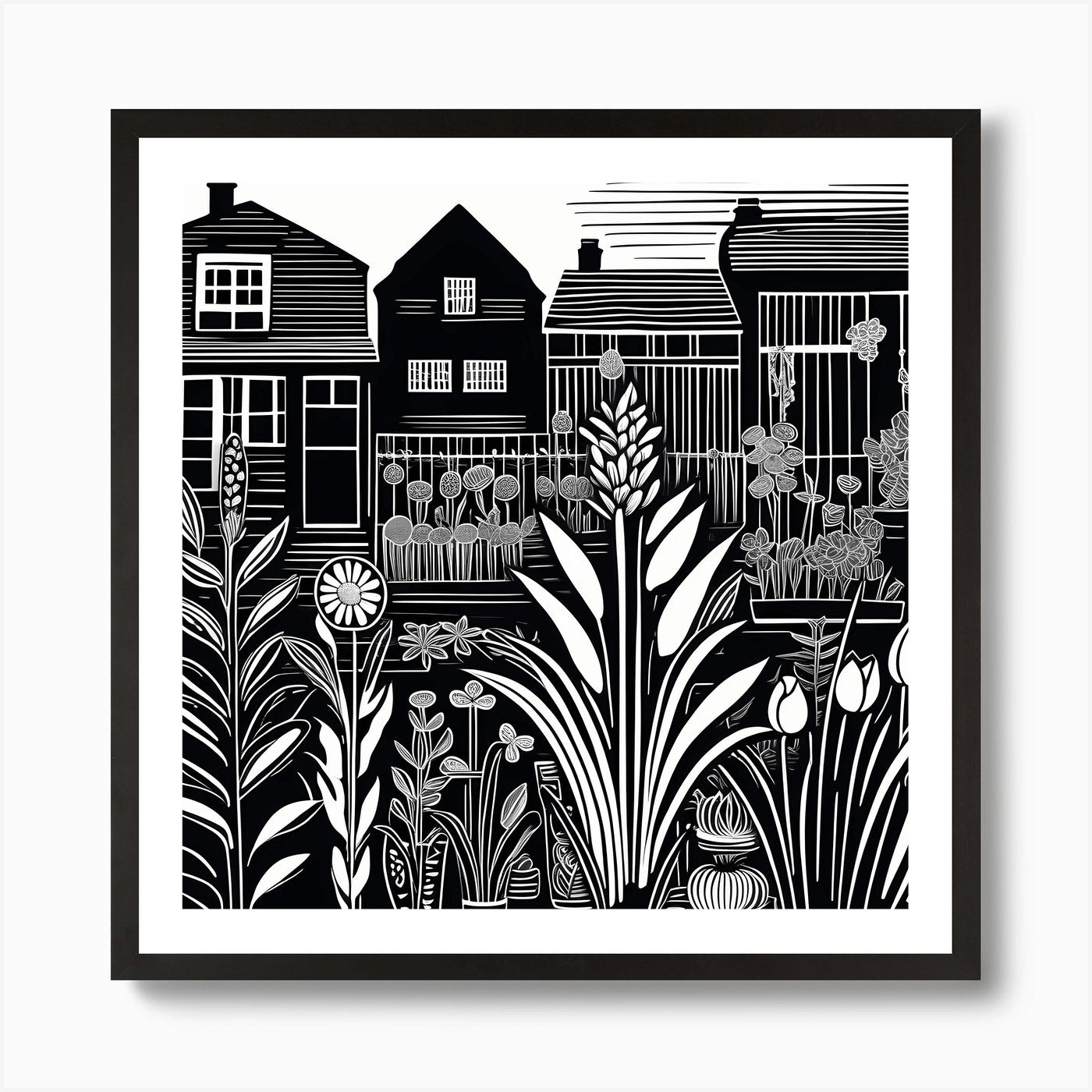 Lion cut inspired Black and white G Framed Wall Art Poster Canvas Print Picture