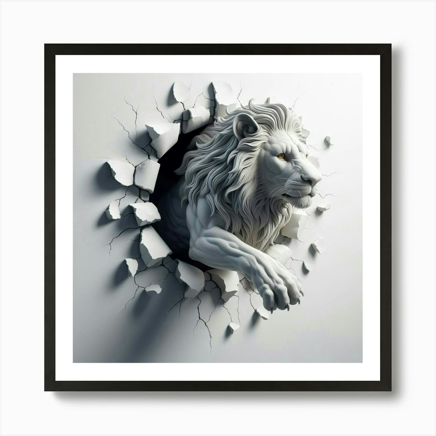 Lion Wall Breakthrough Art Art Prin Framed Wall Art Poster Canvas Print Picture