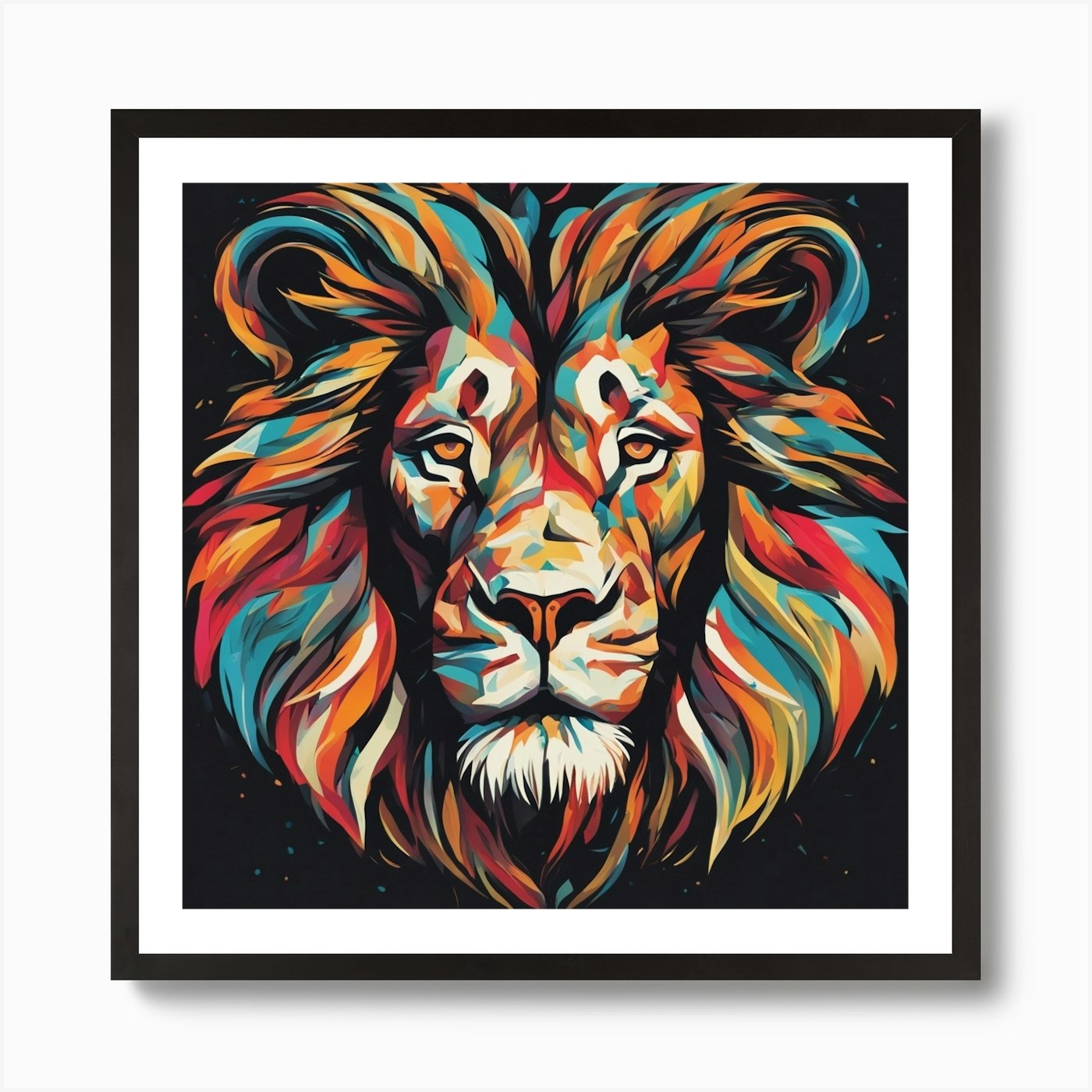 An Image Of A Lion With Letters On Framed Wall Art Poster Canvas Print Picture