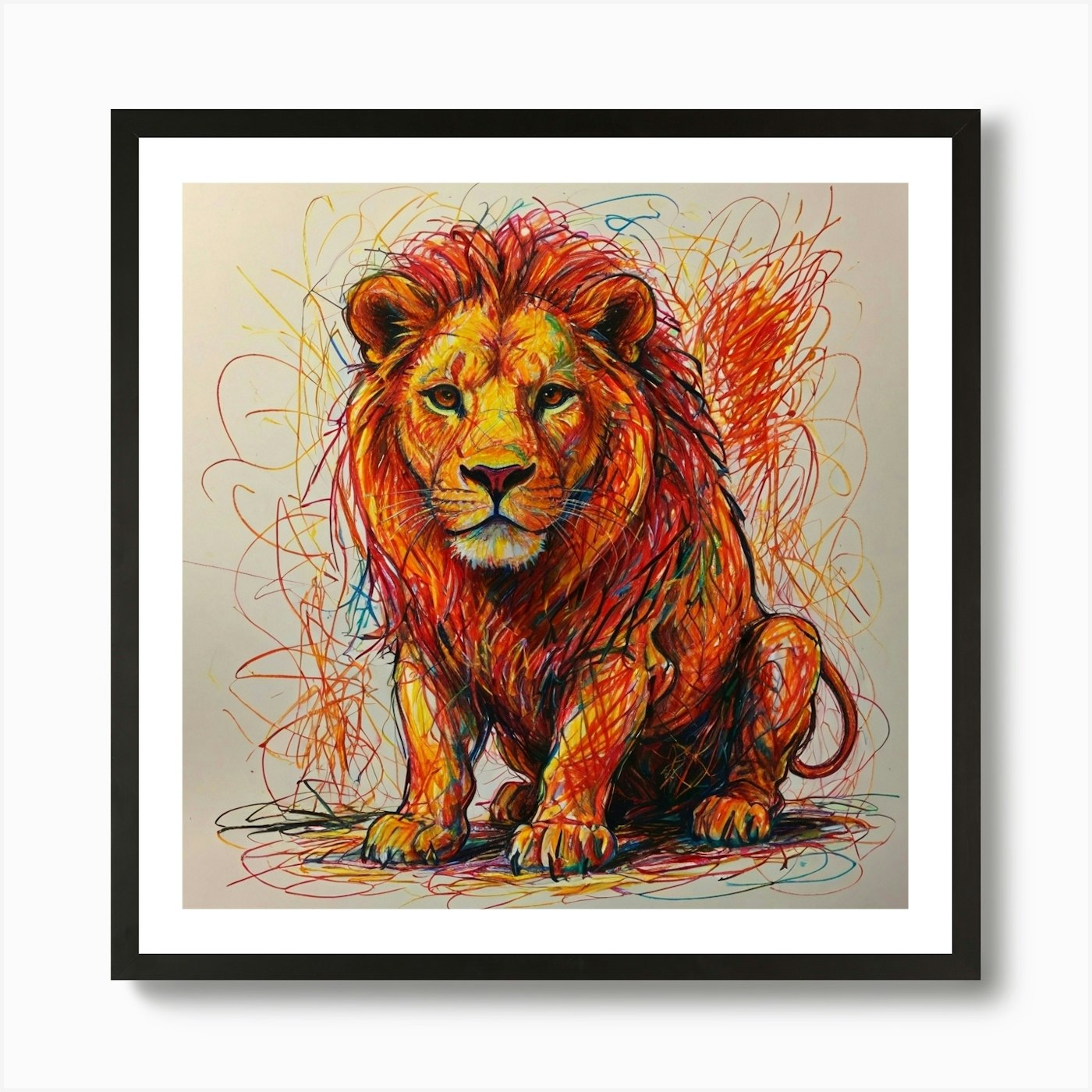 Lion red Art Print Framed Wall Art Poster Canvas Print Picture