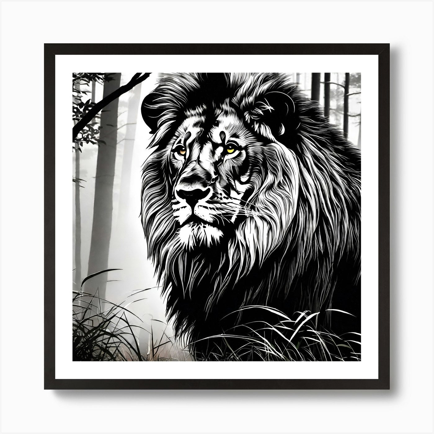 Lion In The Forest 22 Art Print Framed Wall Art Poster Canvas Print Picture