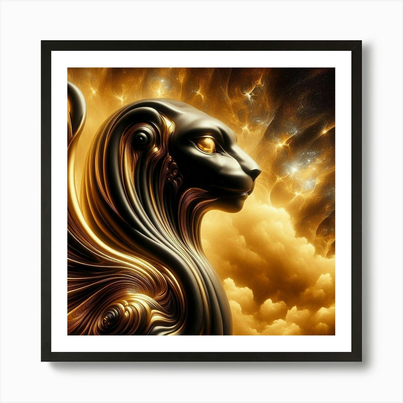 Golden Lion 5 Art Print Framed Wall Art Poster Canvas Print Picture