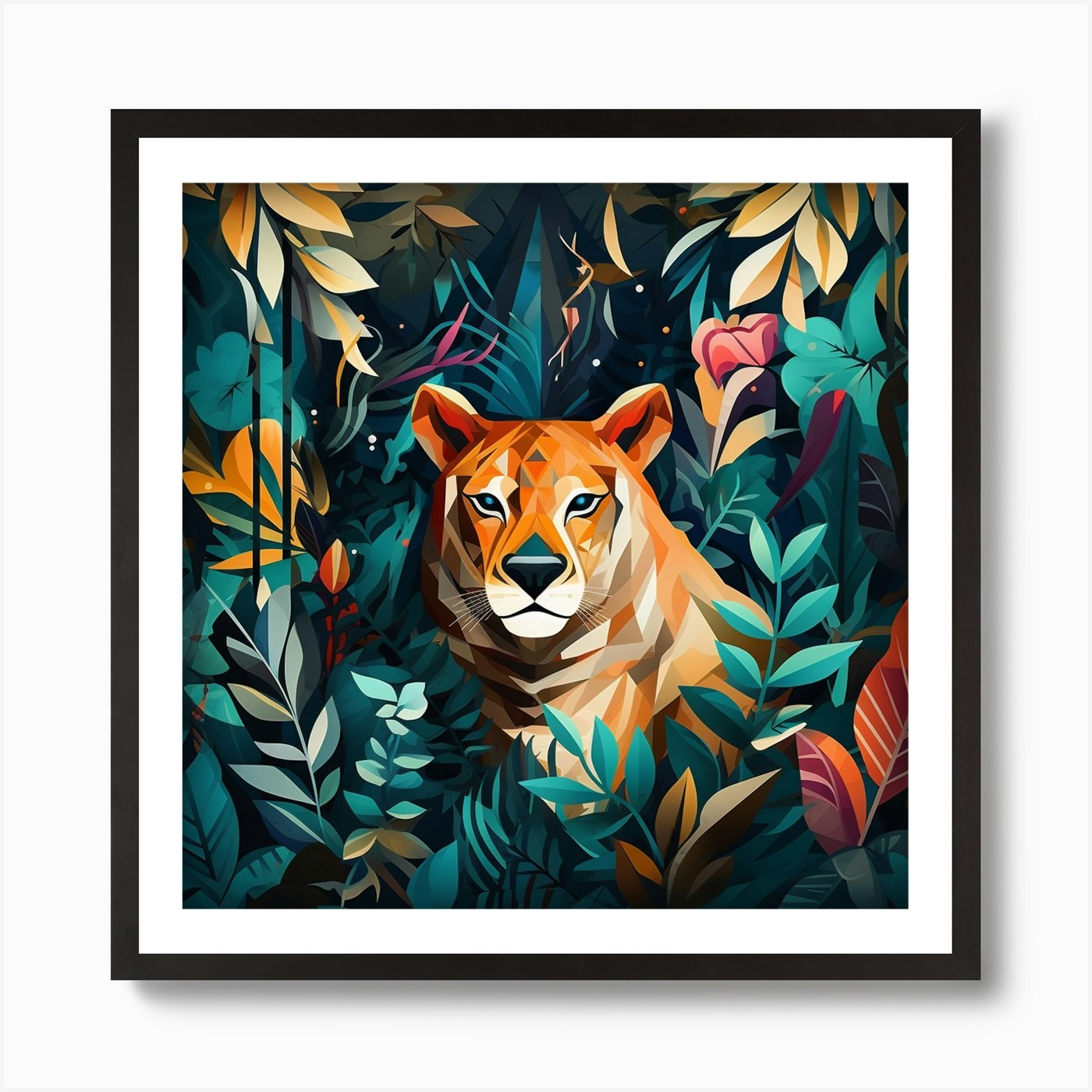 Lion In The Jungle 8 Art Print Framed Wall Art Poster Canvas Print Picture