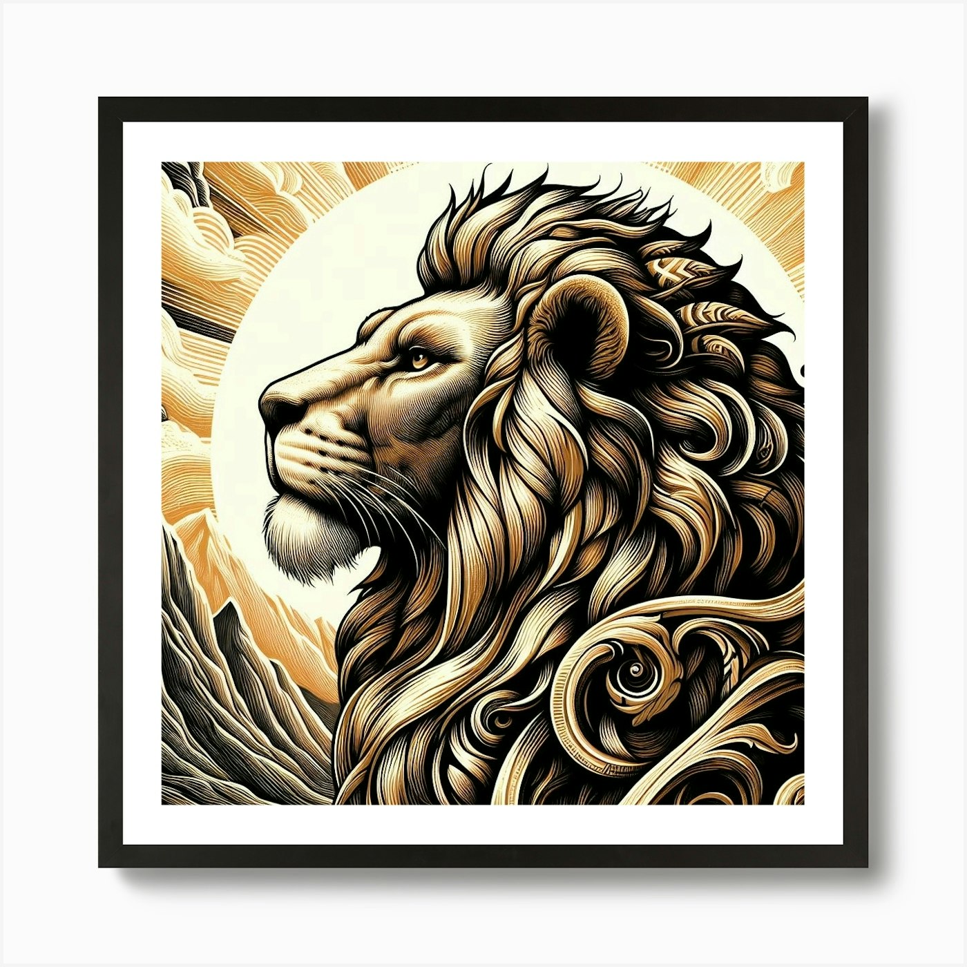 The Lion of the Tribe of Judah Art Framed Wall Art Poster Canvas Print Picture