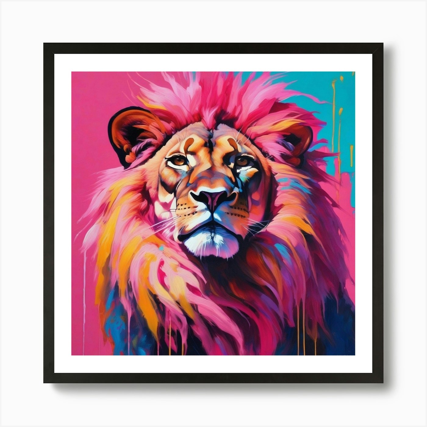 Lion of Pink art Art Print Framed Wall Art Poster Canvas Print Picture