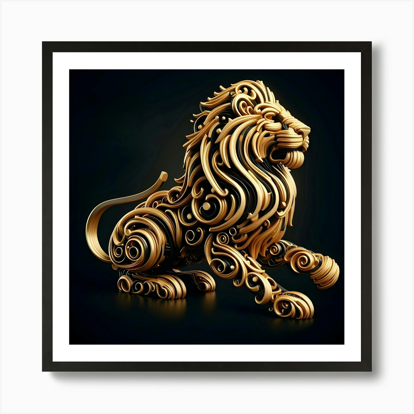 Golden Lion 3 Art Print Framed Wall Art Poster Canvas Print Picture