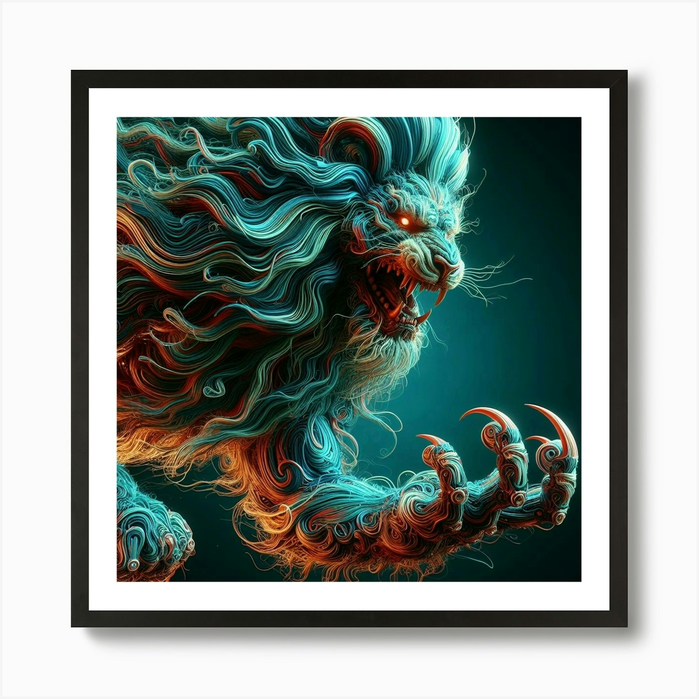 Lion With Claws 1 Art Print Framed Wall Art Poster Canvas Print Picture