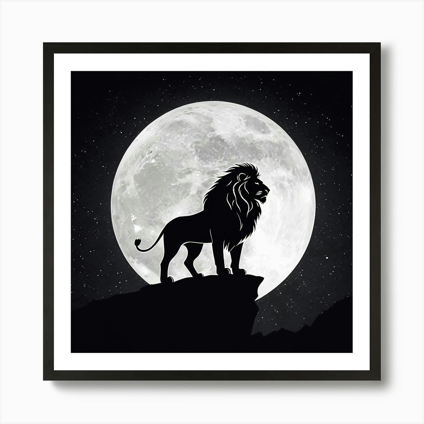 Lion In The Moonlight art print Art Framed Wall Art Poster Canvas Print Picture