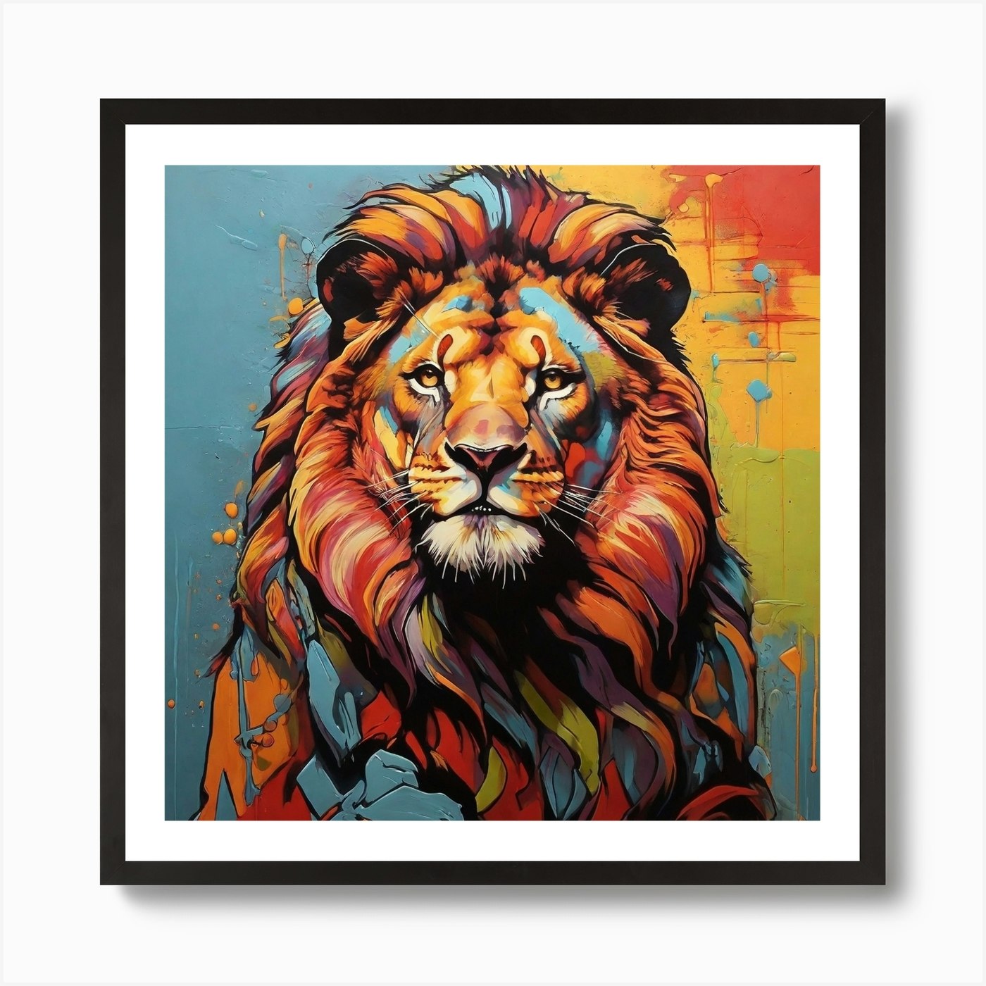 Pop Art graffiti Lion 1 Art Print Framed Wall Art Poster Canvas Print Picture