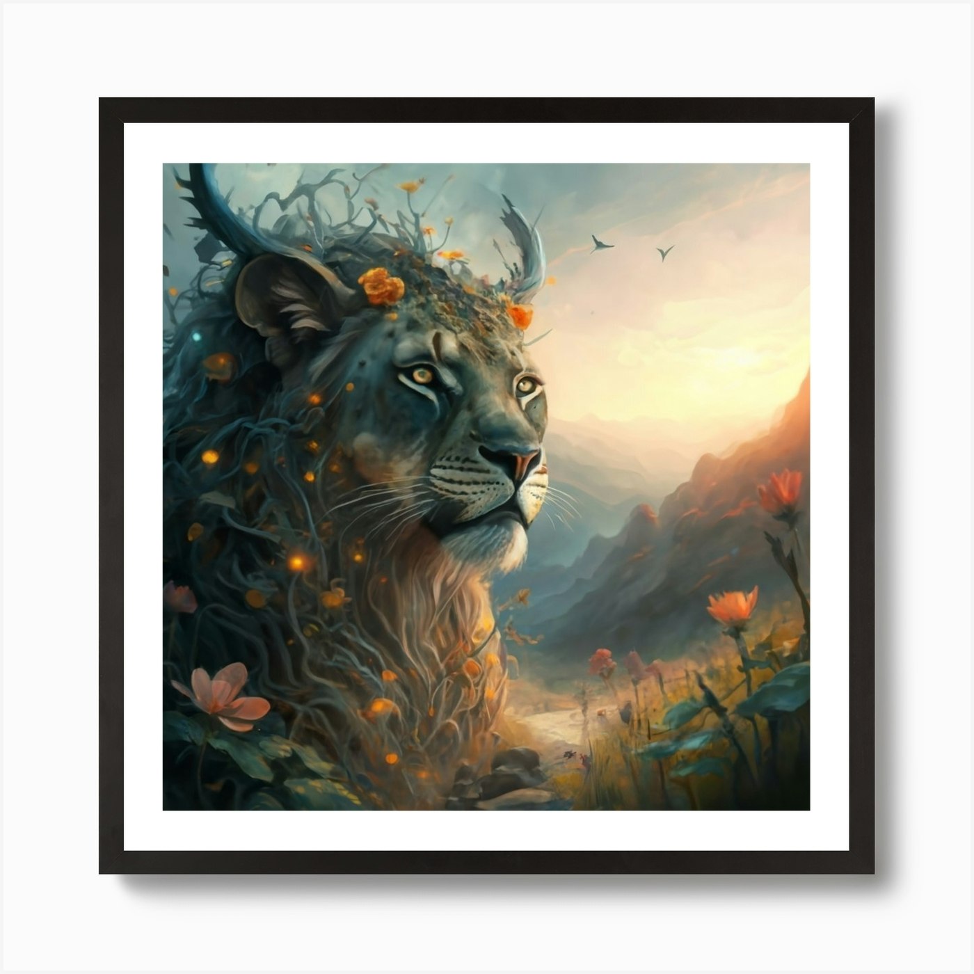 Lion Of The Forest Art Print Framed Wall Art Poster Canvas Print Picture
