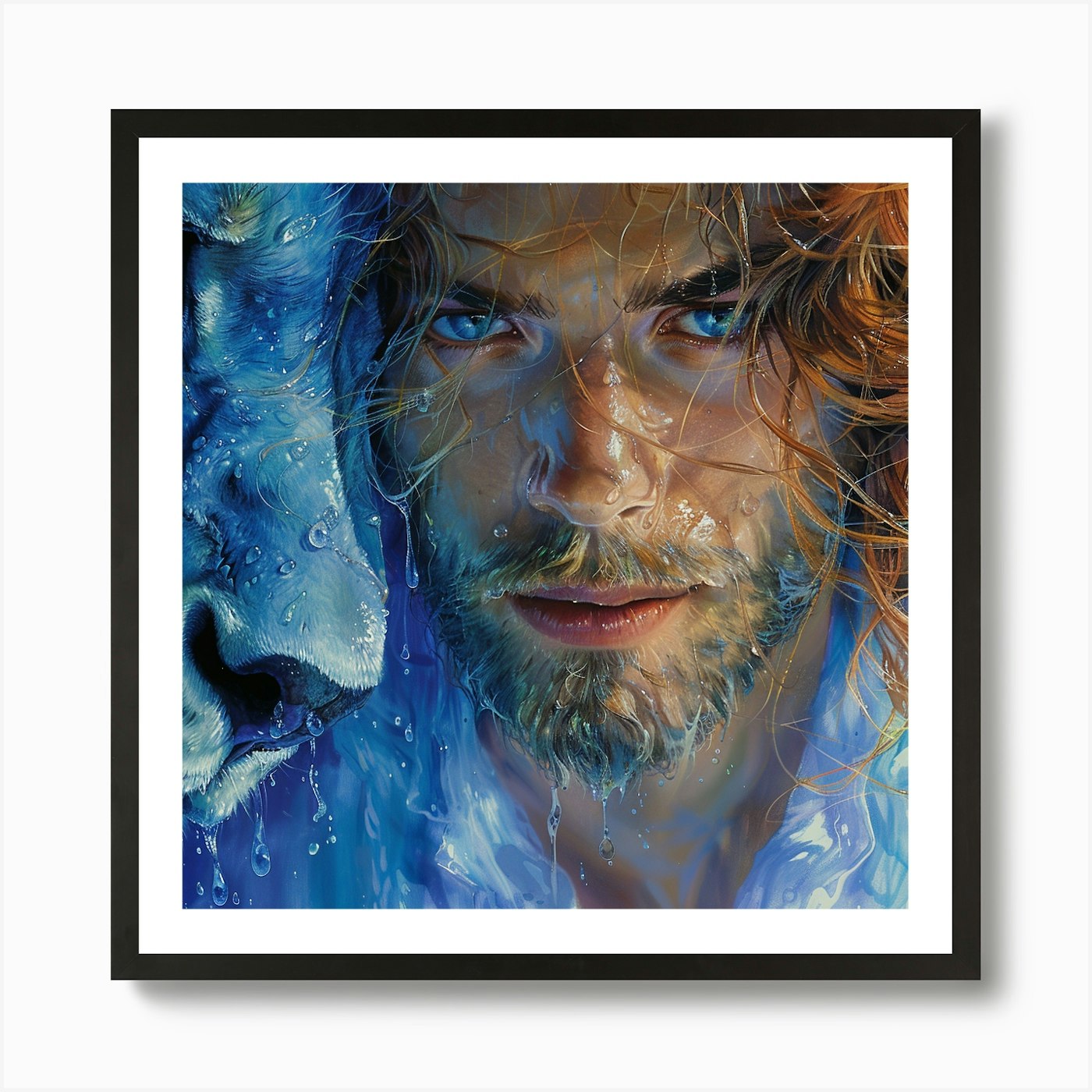 Lion And Man Art Print Framed Wall Art Poster Canvas Print Picture