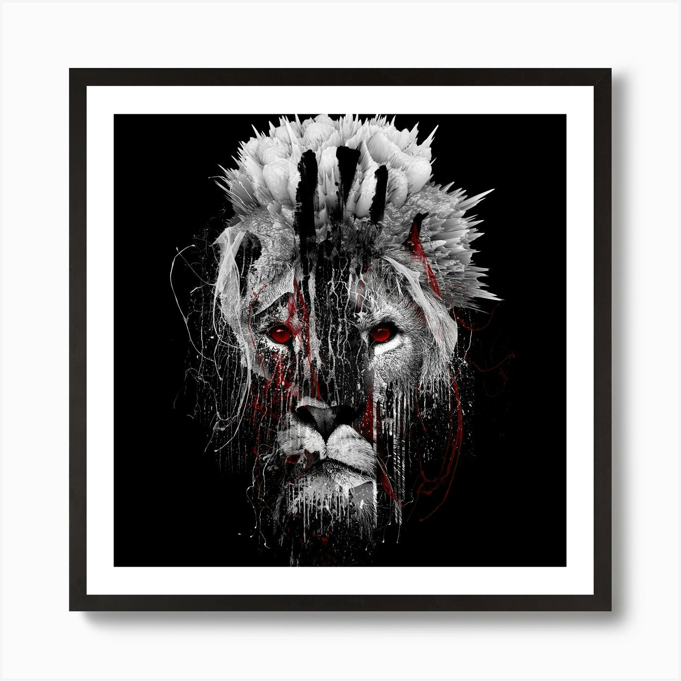Lion Bw Square Art Print Framed Wall Art Poster Canvas Print Picture