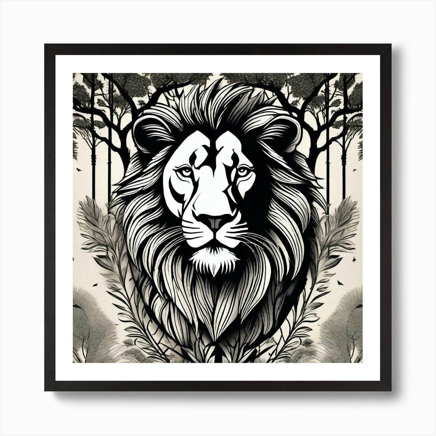 Lion In The Forest 61 Art Print Framed Wall Art Poster Canvas Print Picture