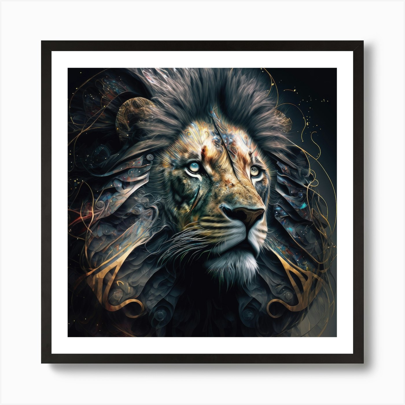 Mane Of Codes, Lion Art Print Framed Wall Art Poster Canvas Print Picture