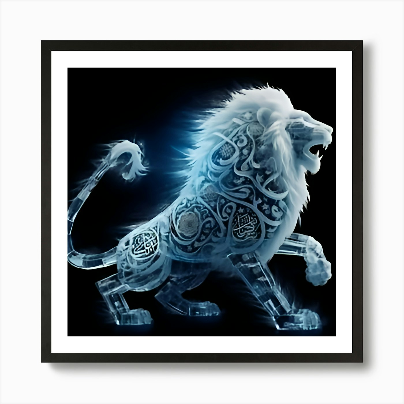 Lion In The Night Art Print Framed Wall Art Poster Canvas Print Picture