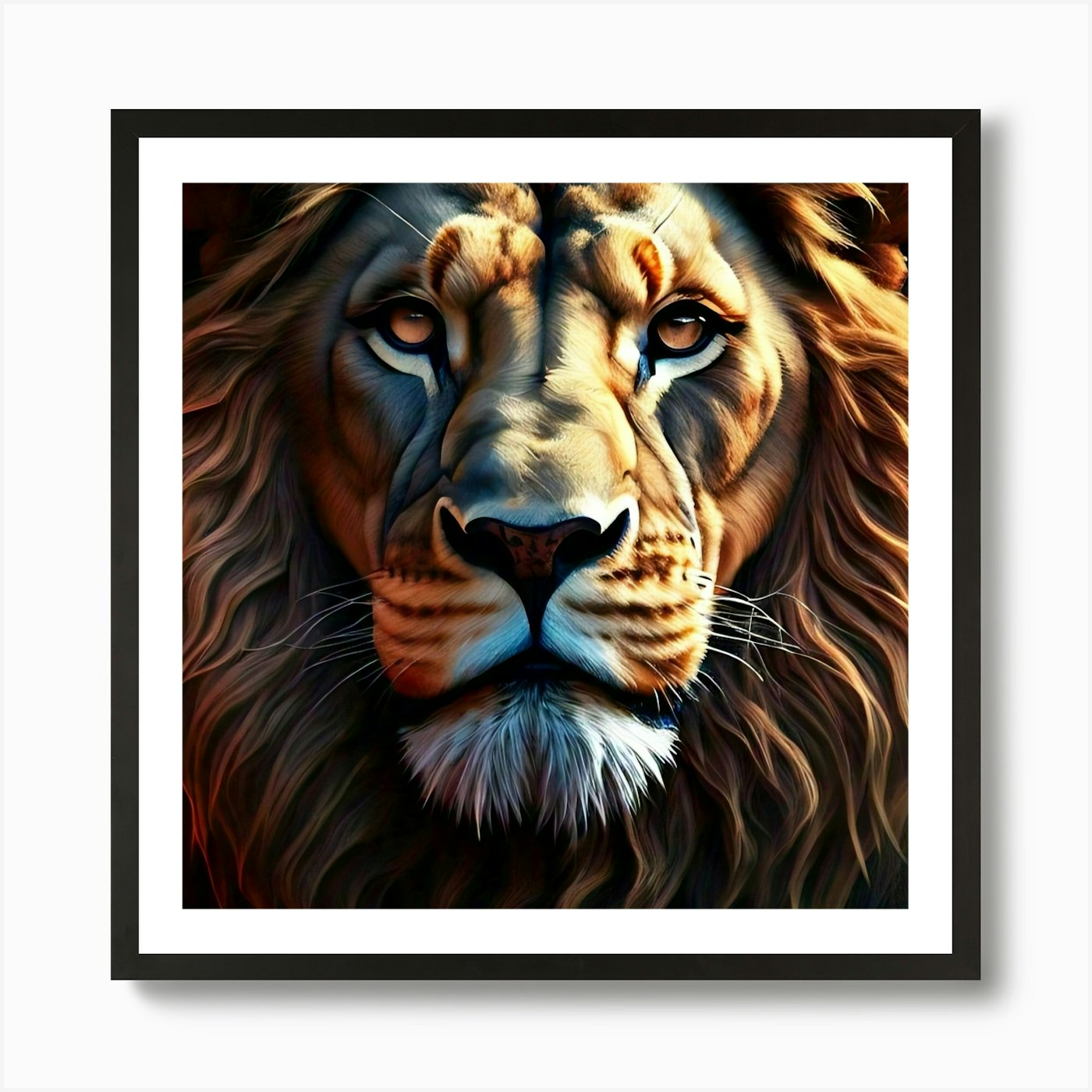 Lion Portrait Art Print Framed Wall Art Poster Canvas Print Picture
