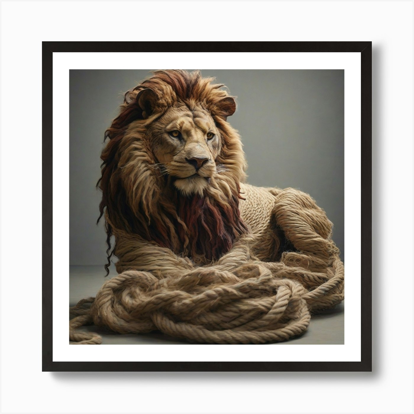 A Lion made of rope Art Print Framed Wall Art Poster Canvas Print Picture