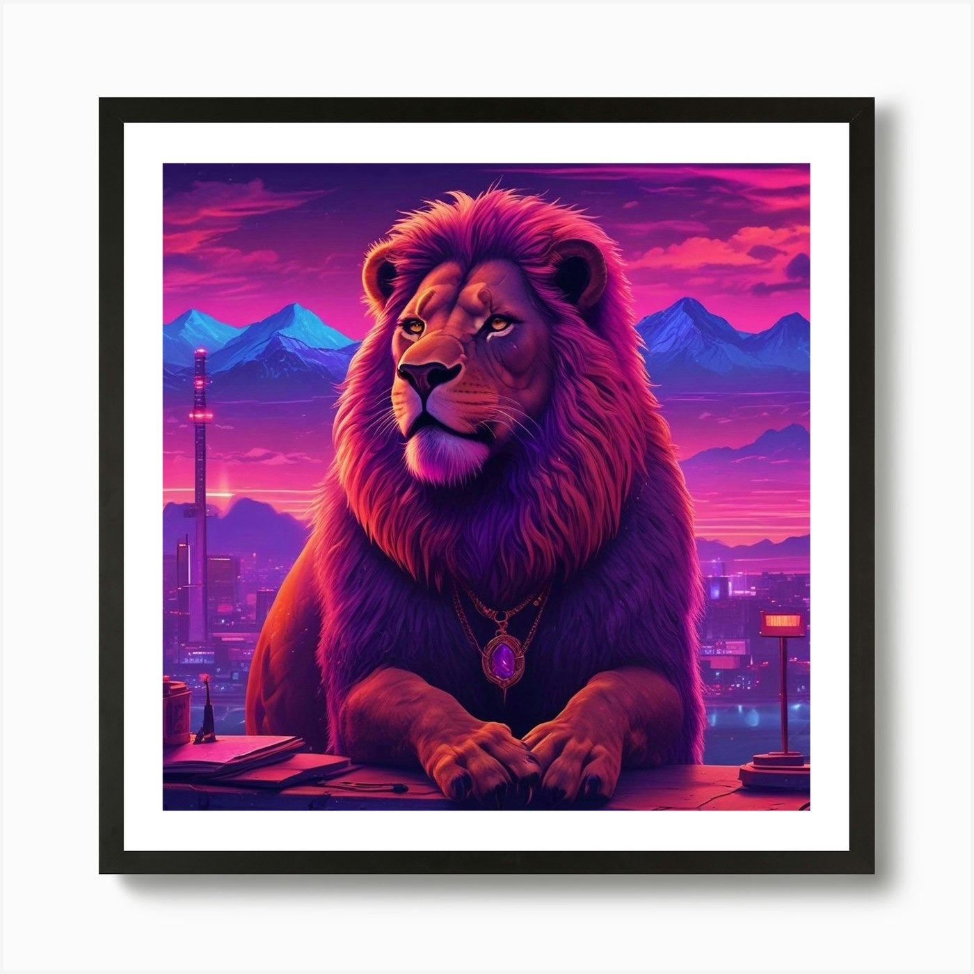 Lion In The City Art Print Framed Wall Art Poster Canvas Print Picture