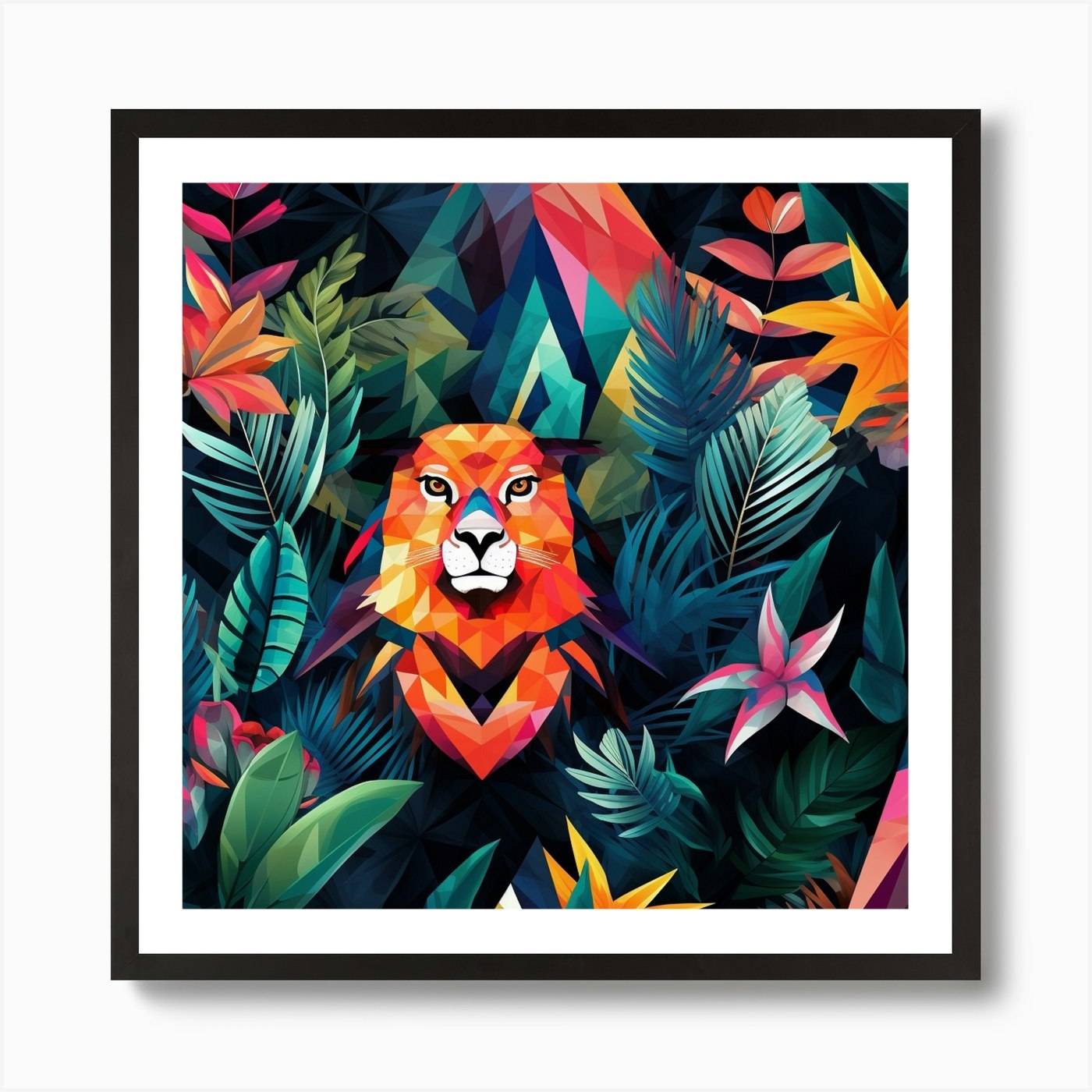 Lion In The Jungle 15 Art Print Framed Wall Art Poster Canvas Print Picture