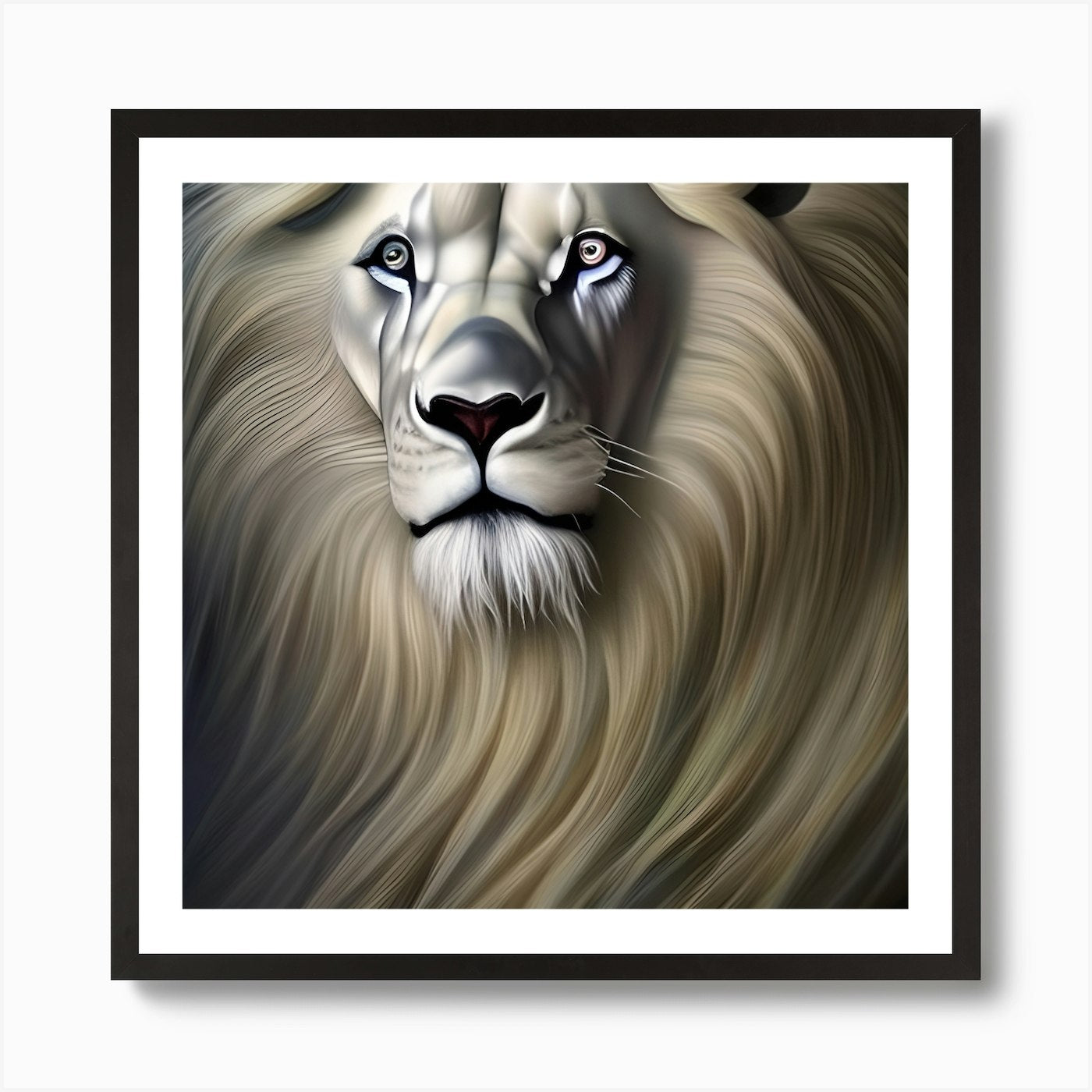 Exquisite White Lion Art Print Framed Wall Art Poster Canvas Print Picture