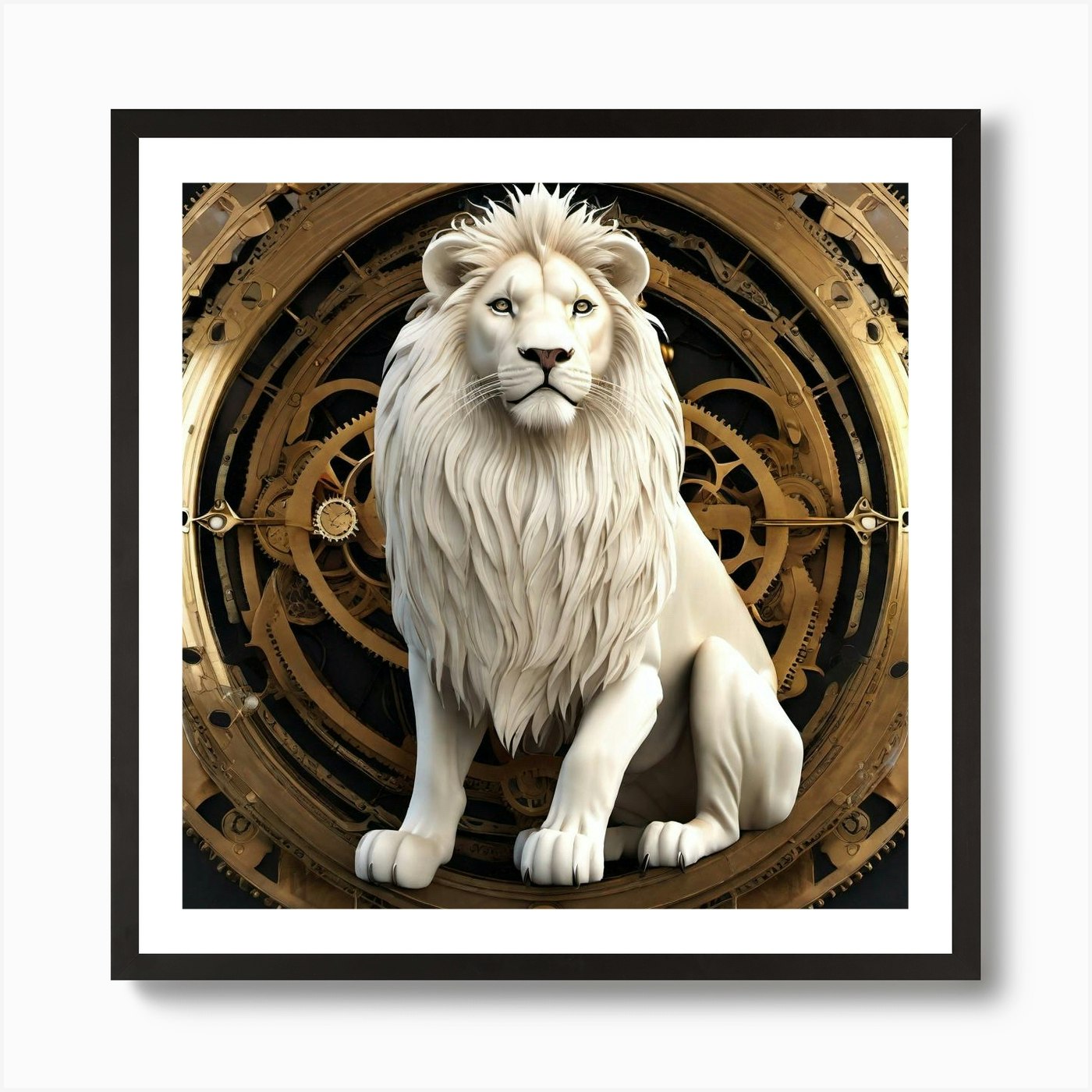 Clockwork Lion Art Print Framed Wall Art Poster Canvas Print Picture