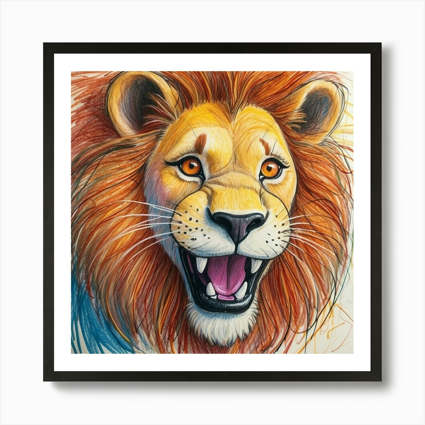 Lion Drawing 13 Art Print Framed Wall Art Poster Canvas Print Picture