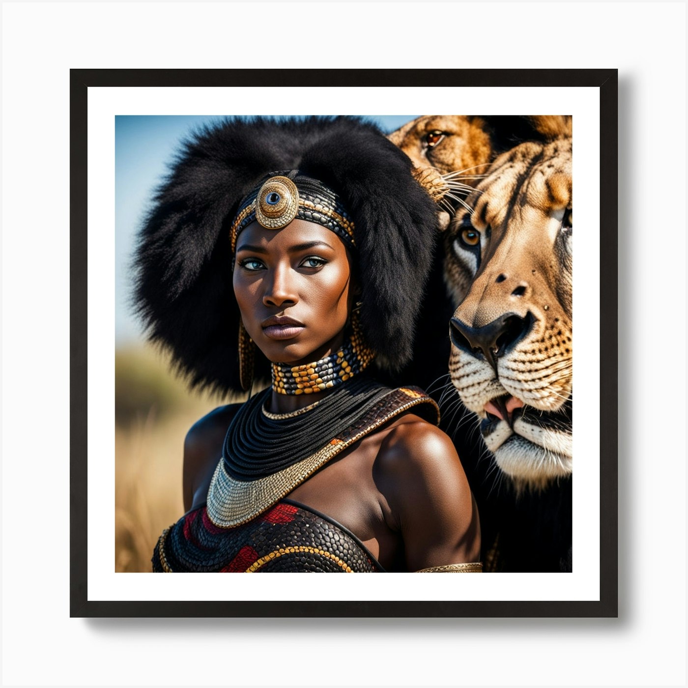 Black Lion Beauty Art Print Framed Wall Art Poster Canvas Print Picture