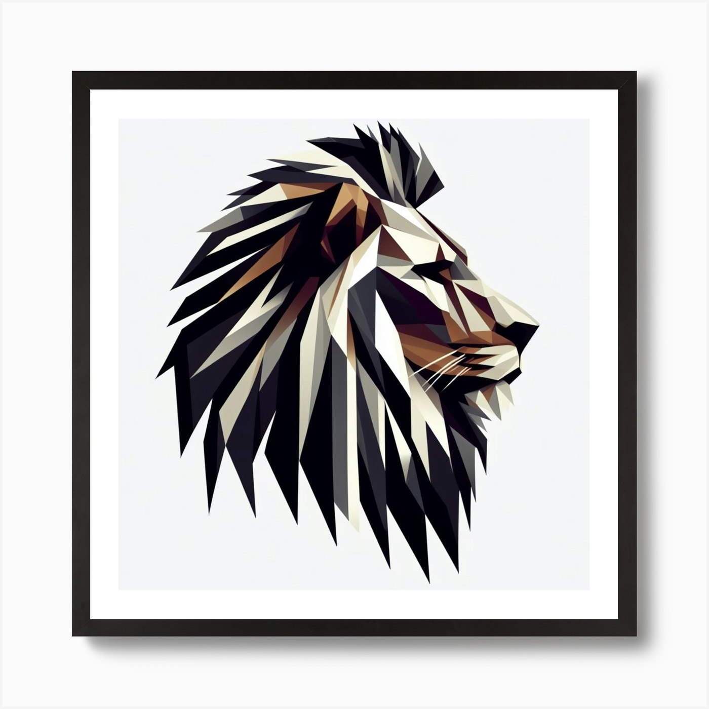 Geometric Lion Head Art Print Framed Wall Art Poster Canvas Print Picture