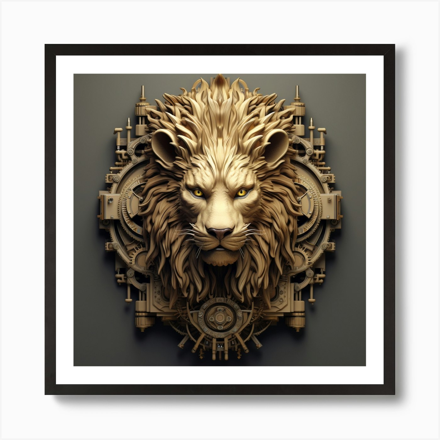 Armadiler Lion Made From Lock Parts Framed Wall Art Poster Canvas Print Picture