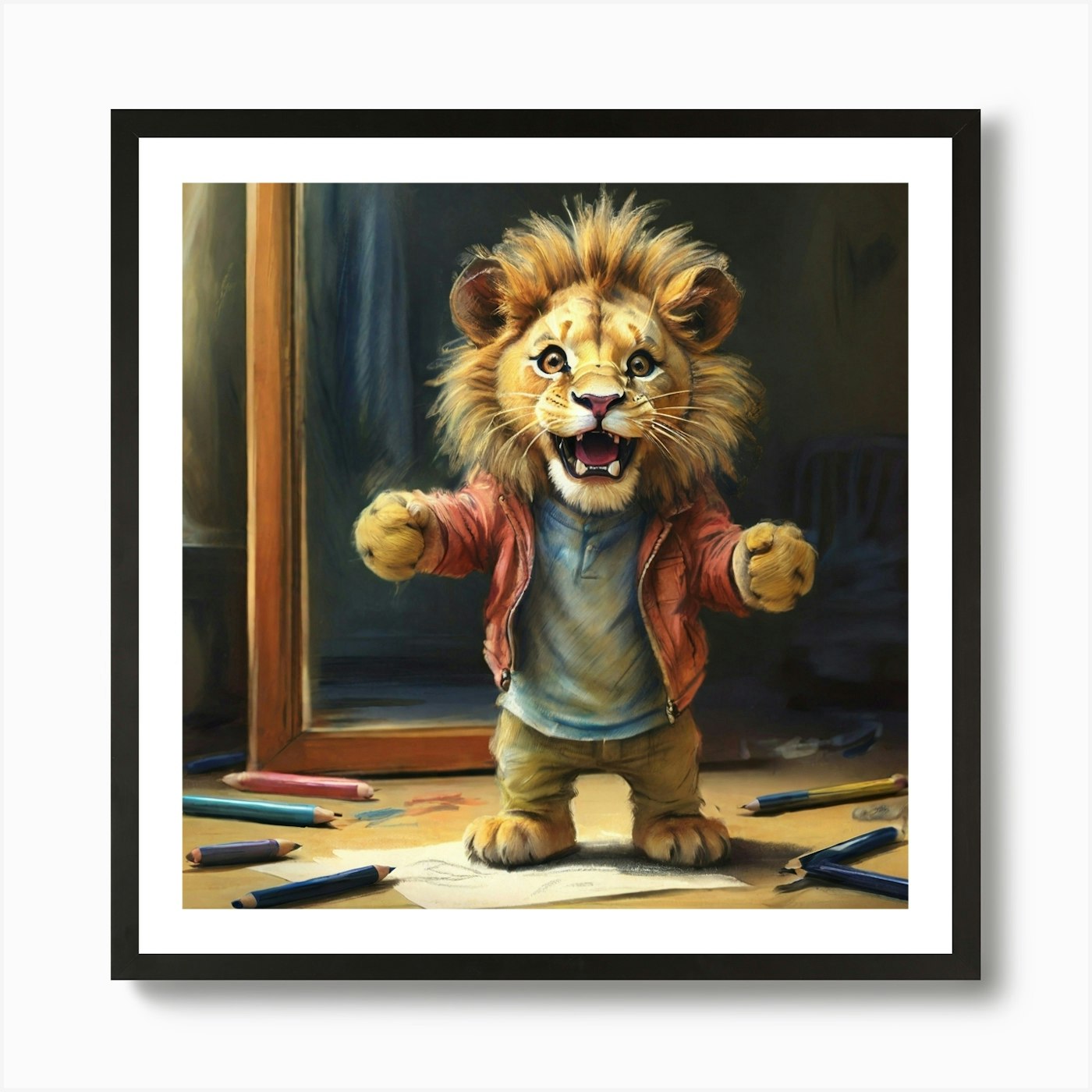 Lion! 5 Art Print Framed Wall Art Poster Canvas Print Picture
