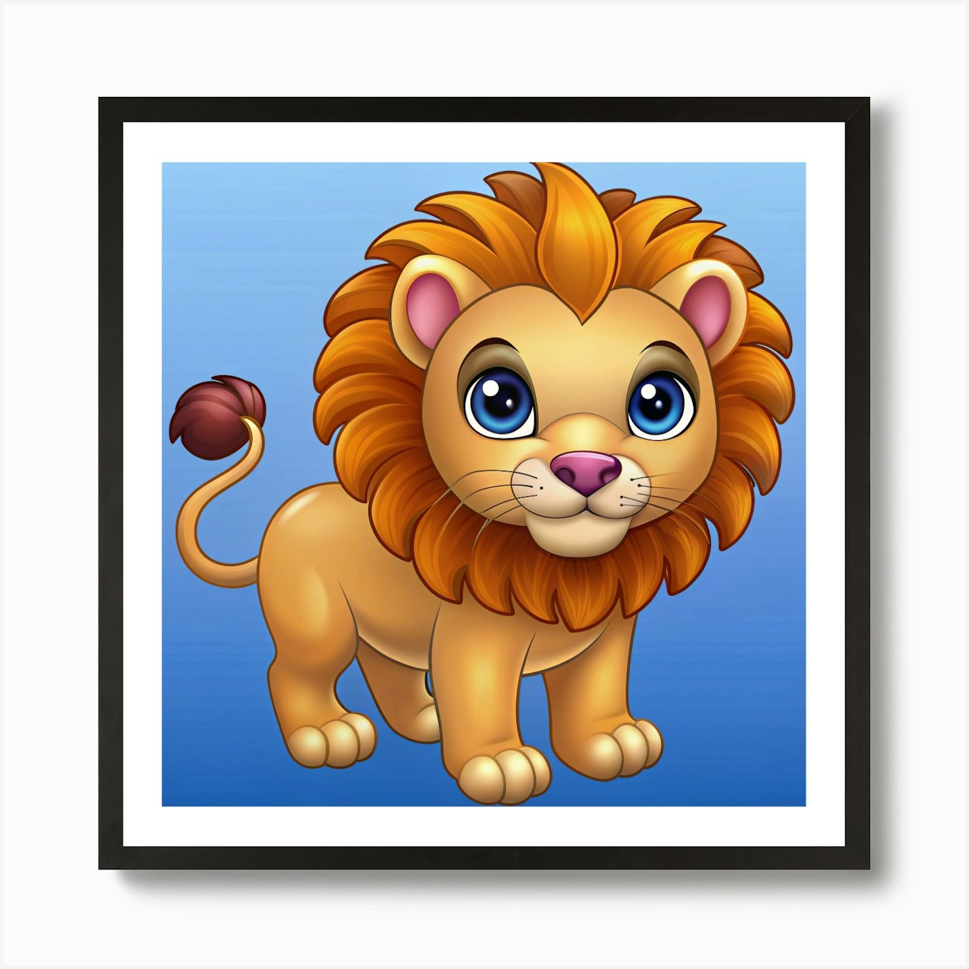Kawaii style lion 1 Art Print Framed Wall Art Poster Canvas Print Picture