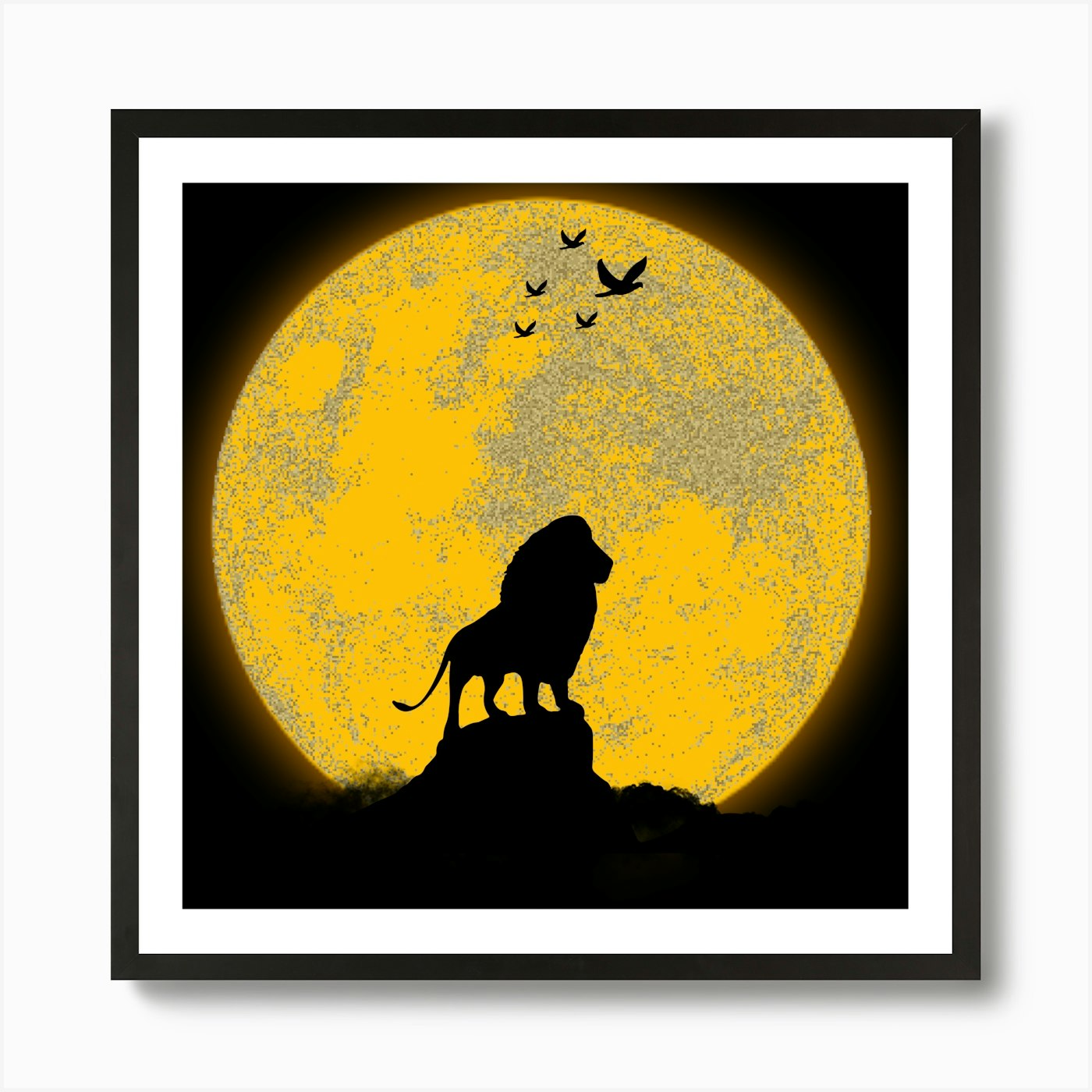 Lion And The Moon Art Print Framed Wall Art Poster Canvas Print Picture