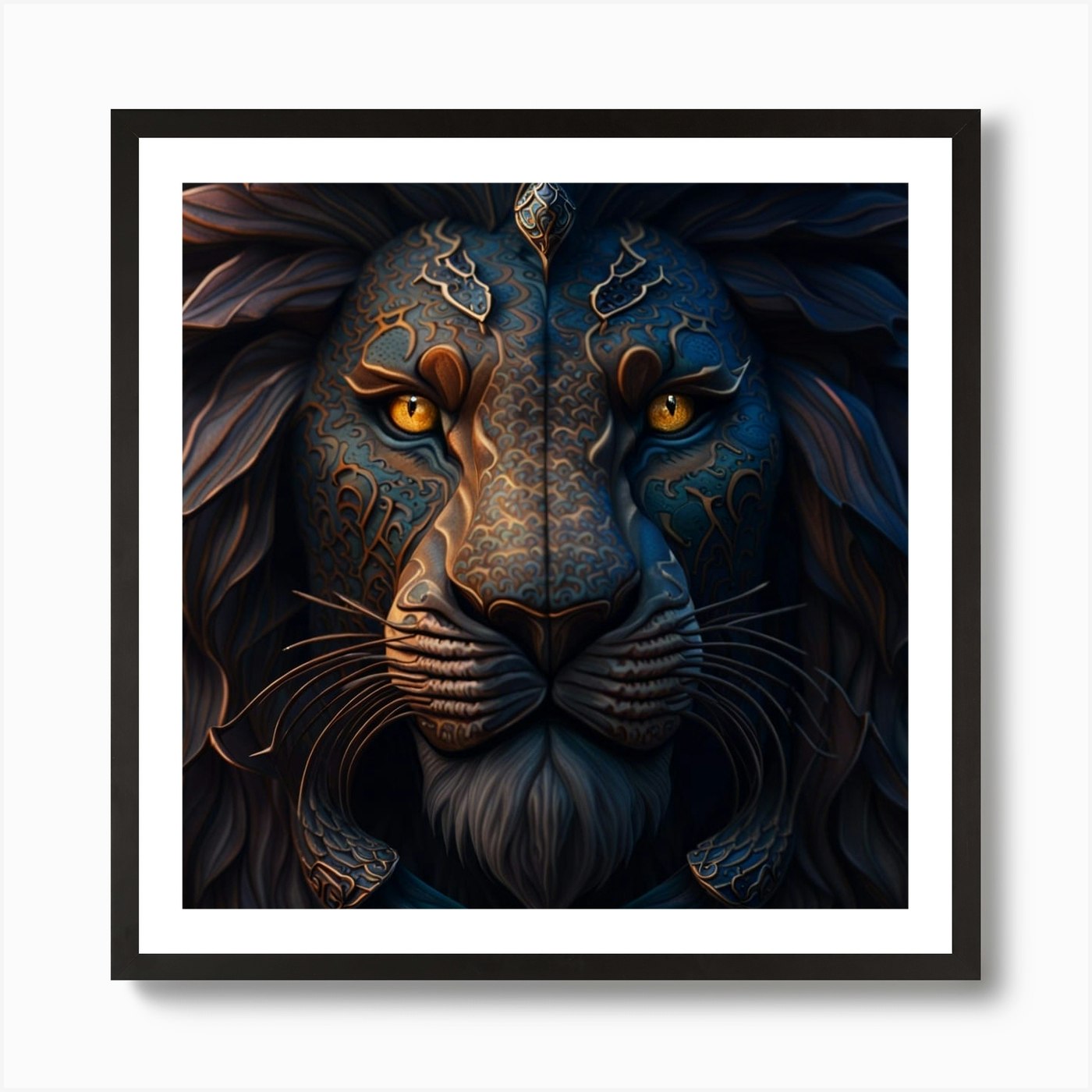 Lion Head Art Print Framed Wall Art Poster Canvas Print Picture