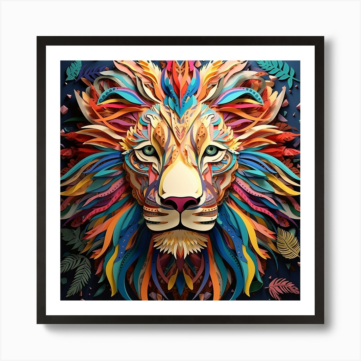 Paper Lion Art Print Framed Wall Art Poster Canvas Print Picture