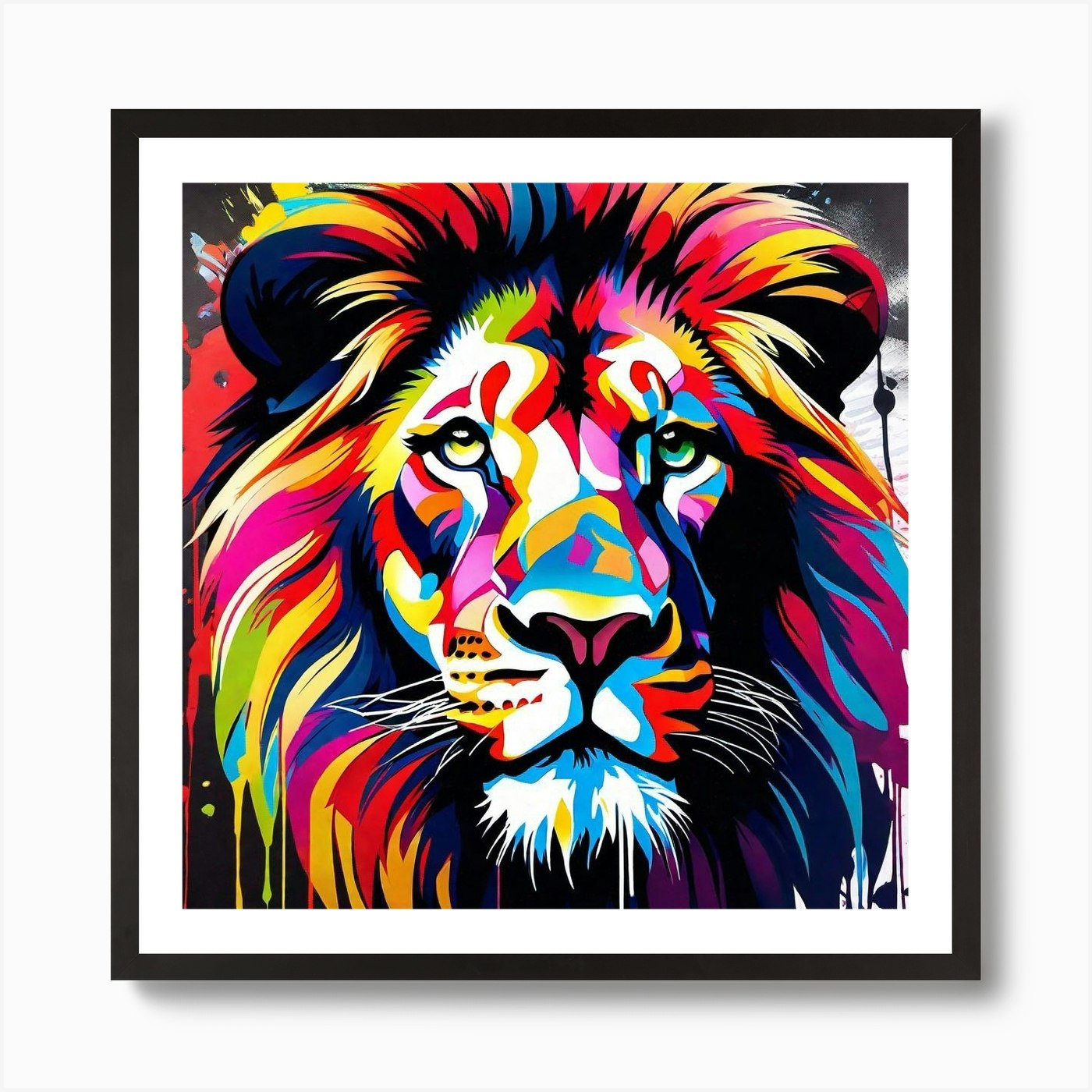 Colorful Lion 3 Art Print Framed Wall Art Poster Canvas Print Picture