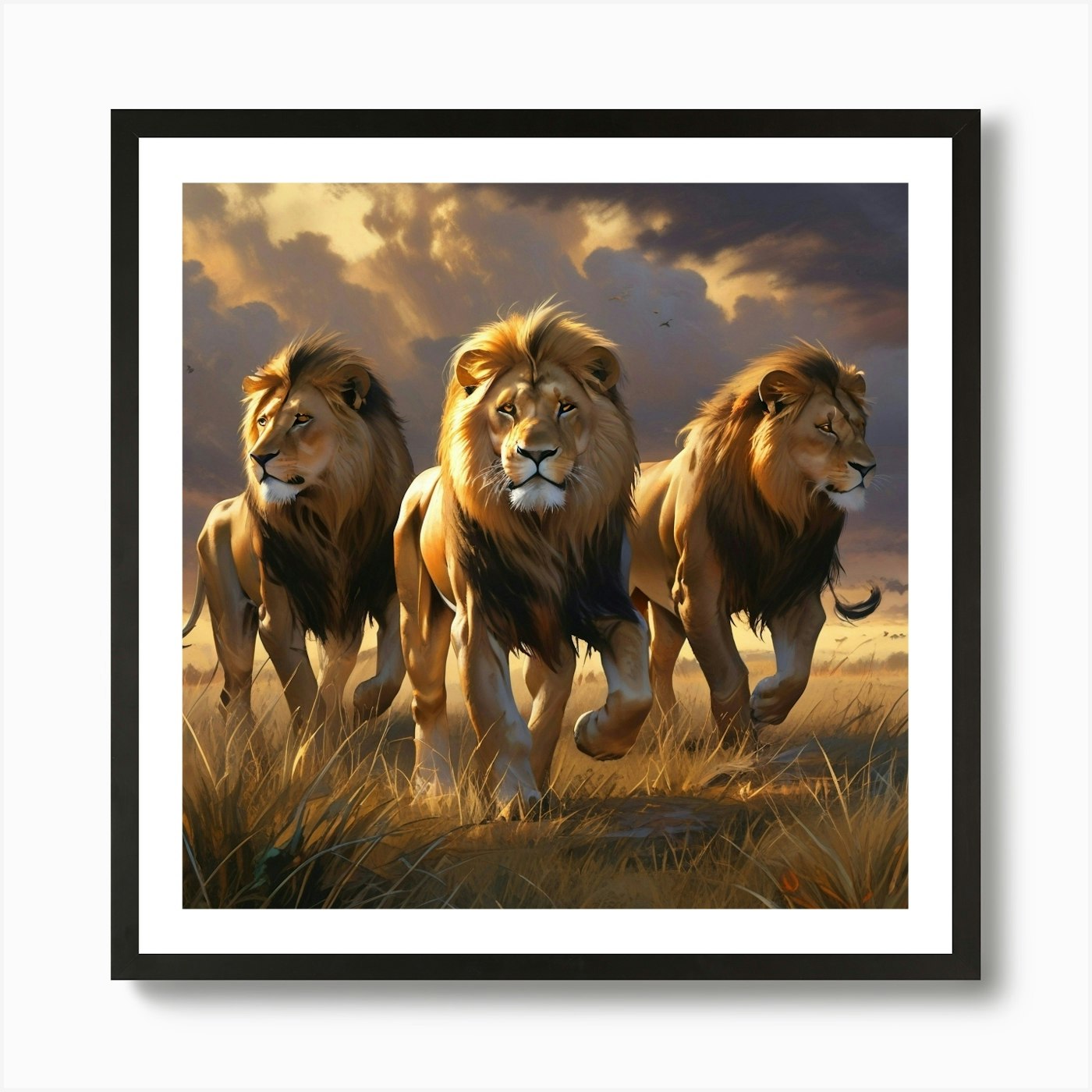 Lions 1 Art Print Framed Wall Art Poster Canvas Print Picture