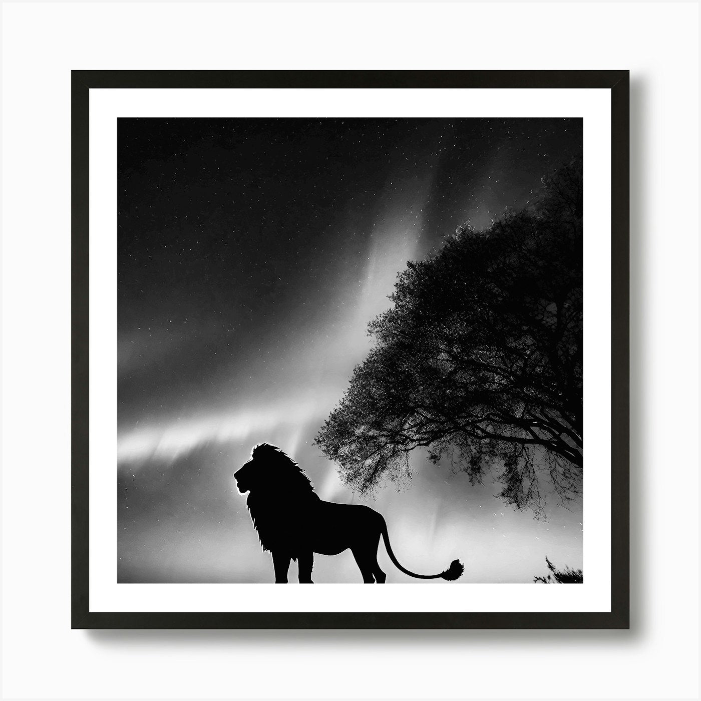Silhouette Of A Lion 1 Art Print Framed Wall Art Poster Canvas Print Picture