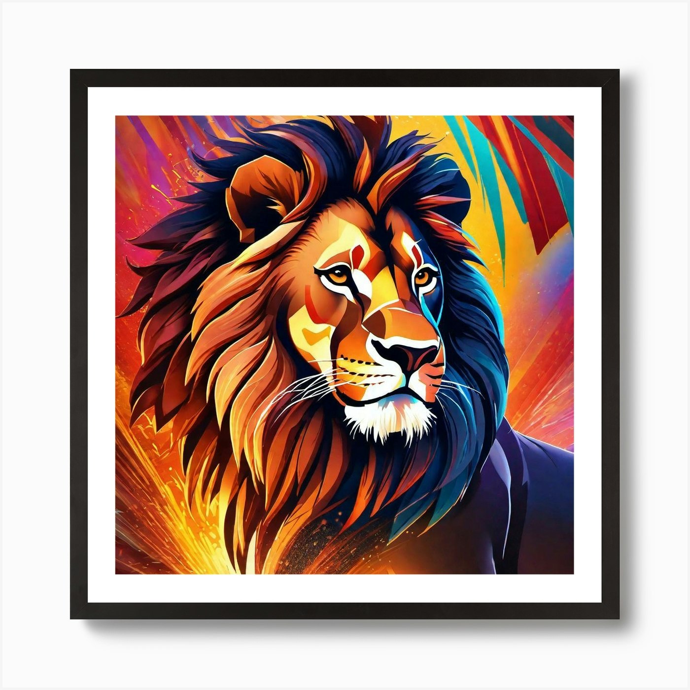Lion Of The Jungle 2 Art Print Framed Wall Art Poster Canvas Print Picture