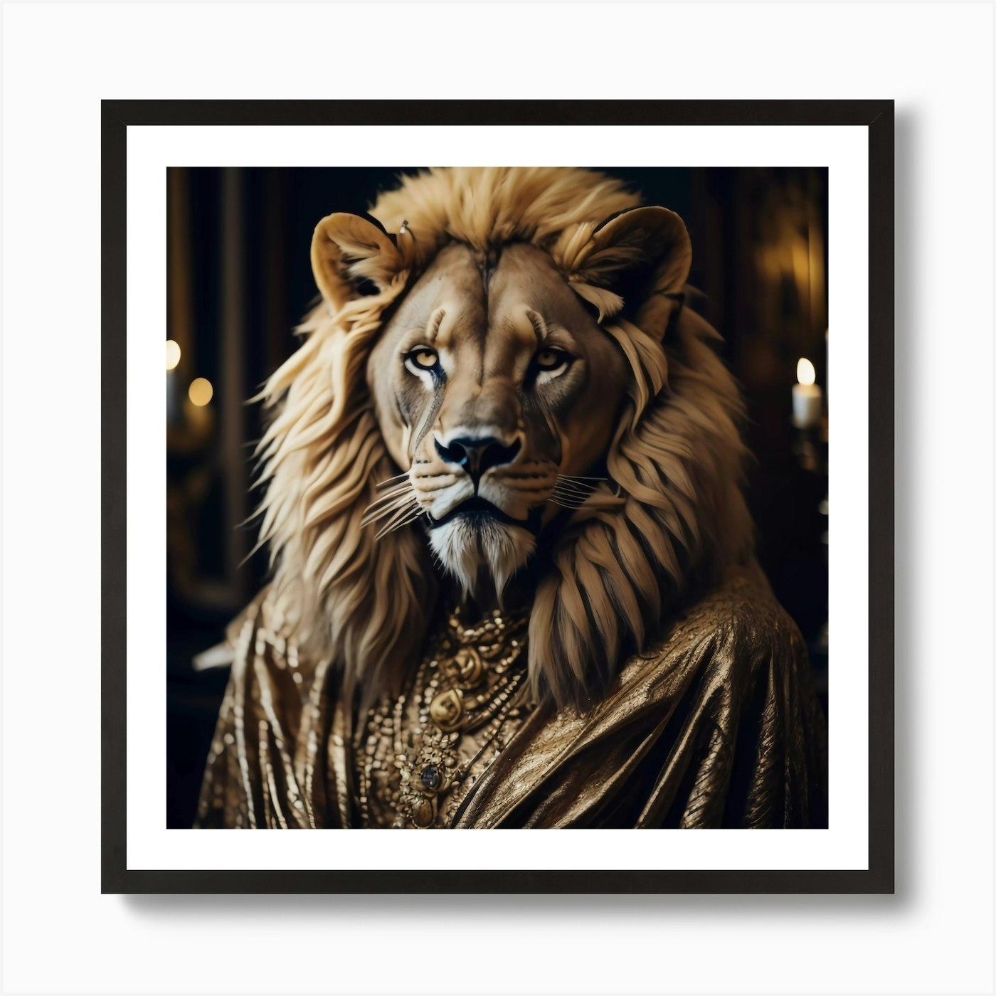 King Lion Art Print Framed Wall Art Poster Canvas Print Picture