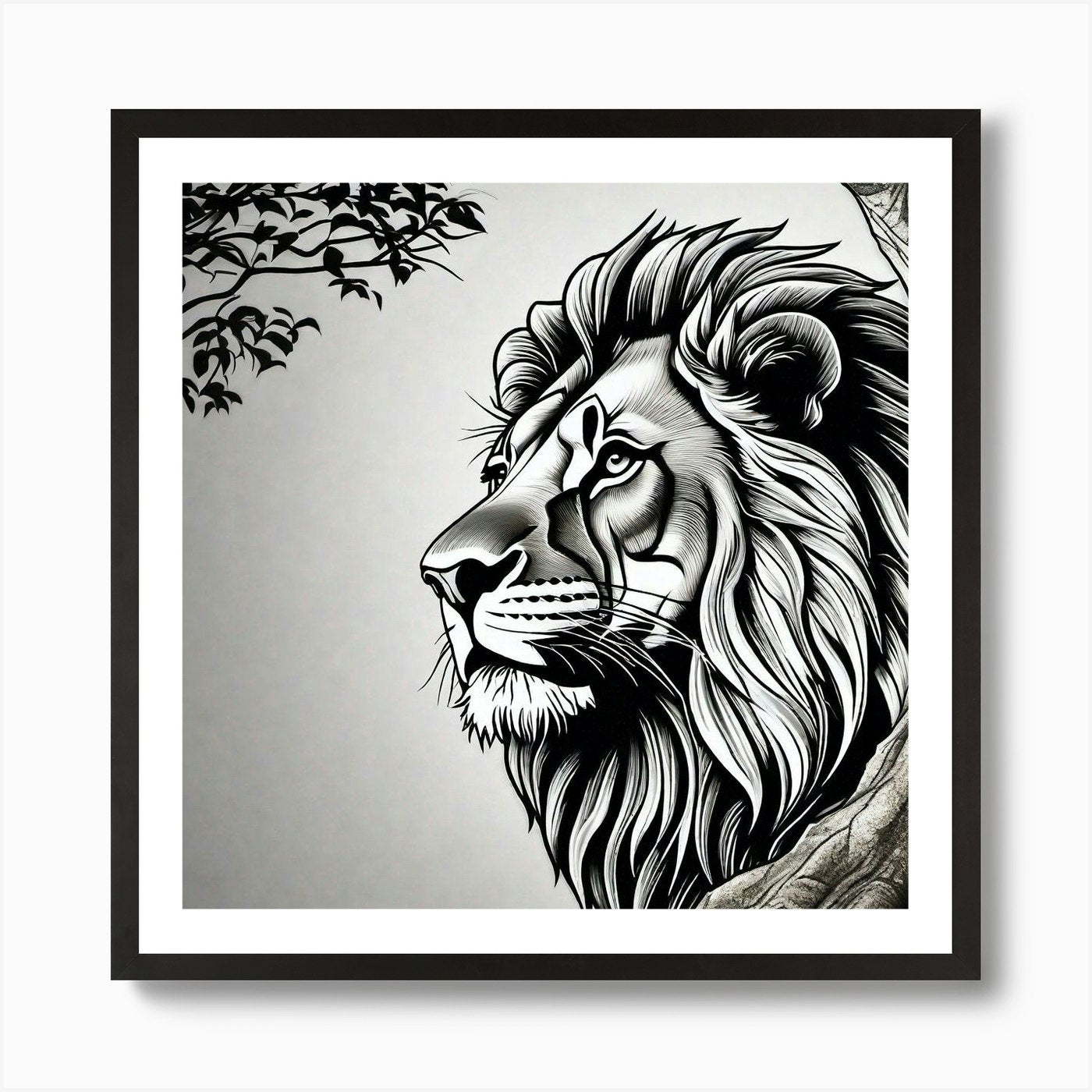 Lion In The Tree 4 Art Print Framed Wall Art Poster Canvas Print Picture