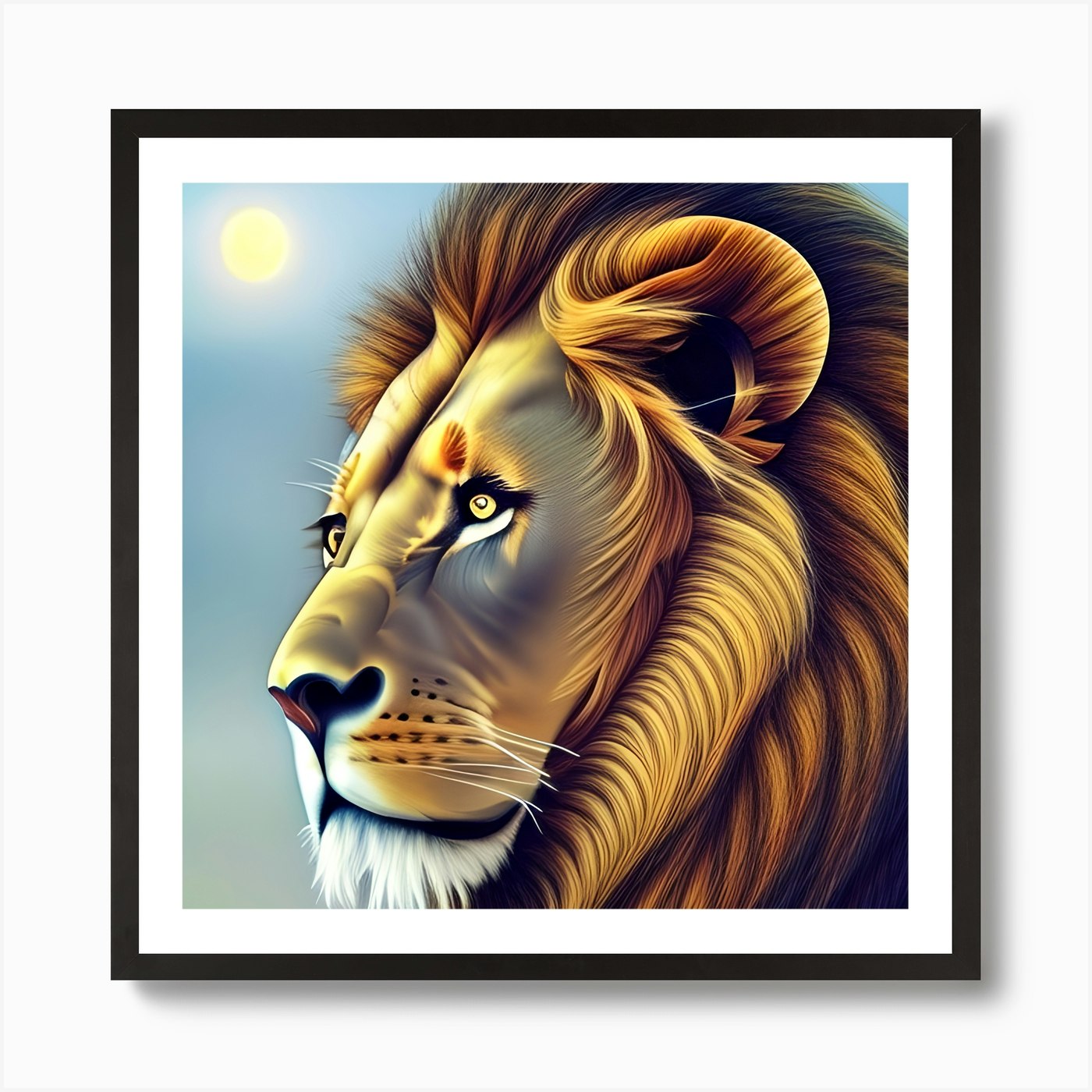 Lion Profile Art Print Framed Wall Art Poster Canvas Print Picture