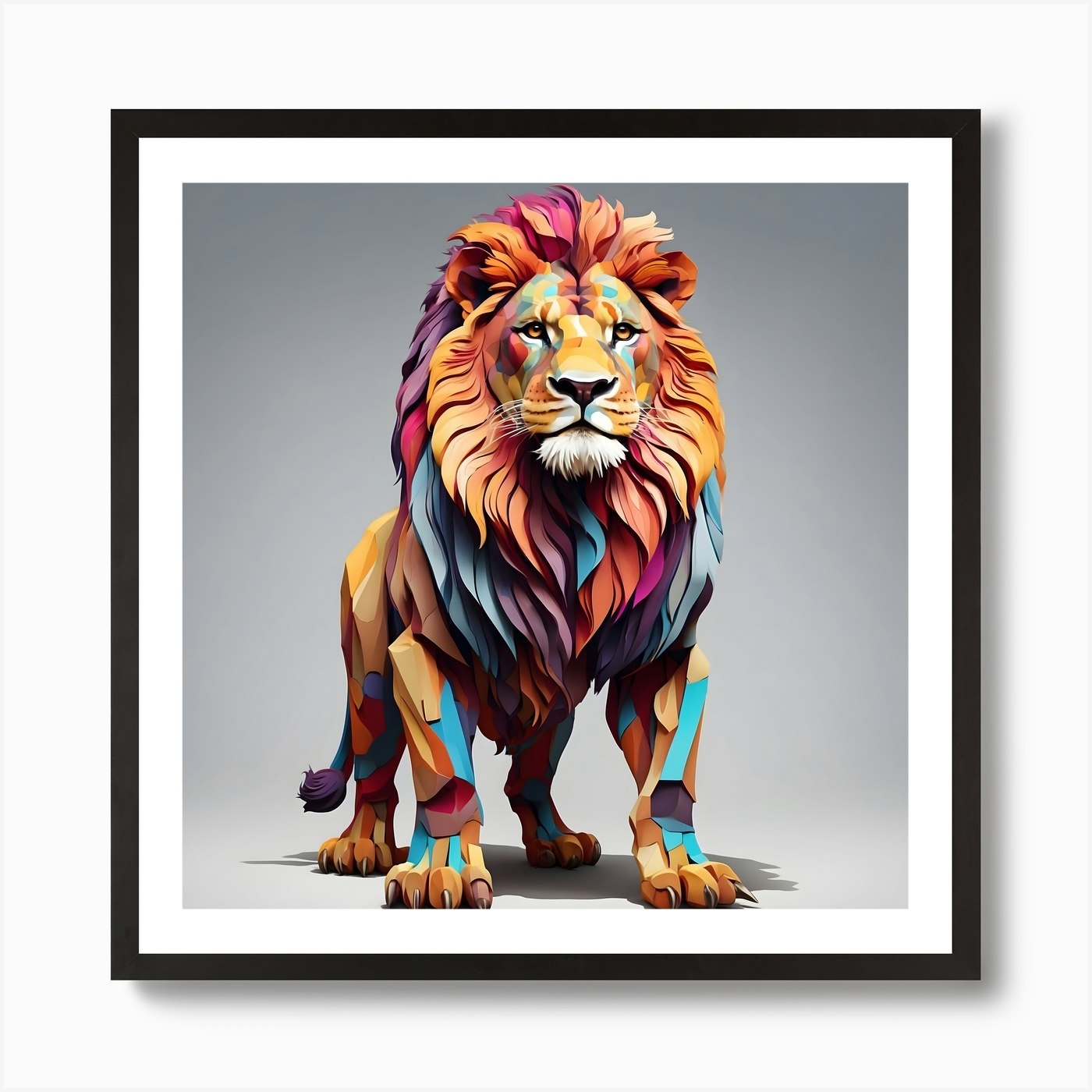 Geometric Lion Art Print Framed Wall Art Poster Canvas Print Picture