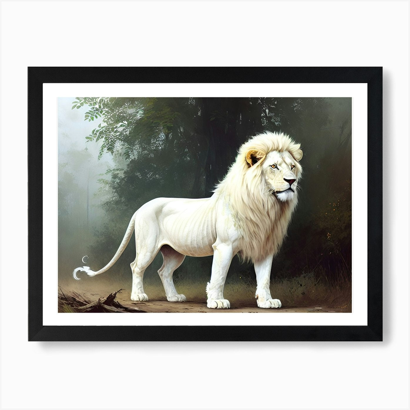 White Lion 10 Art Print Framed Wall Art Poster Canvas Print Picture