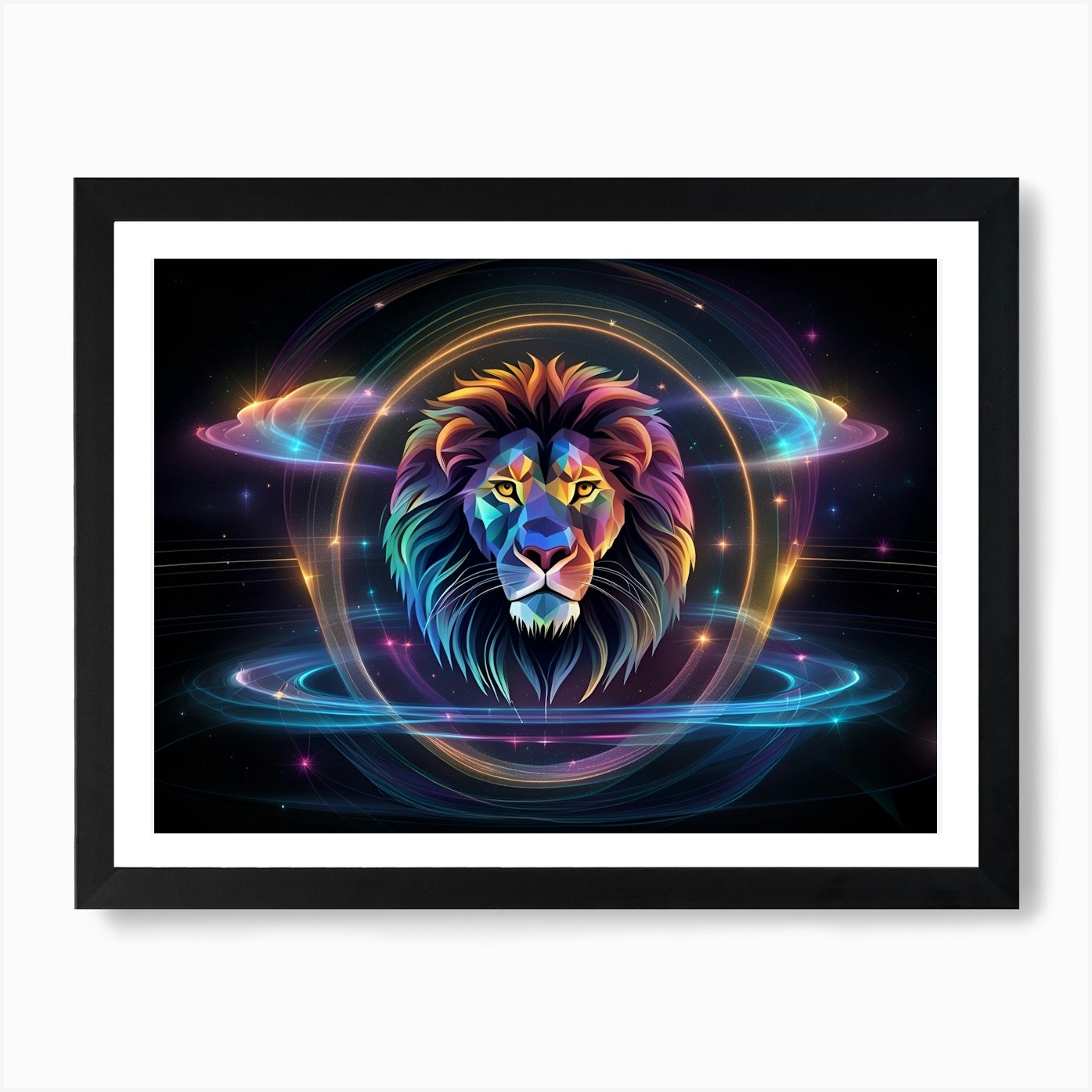 Lion neon Art Print Framed Wall Art Poster Canvas Print Picture