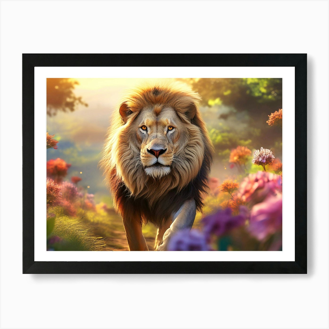 Majestic Lion 01 - AfriDesigns Art Framed Wall Art Poster Canvas Print Picture