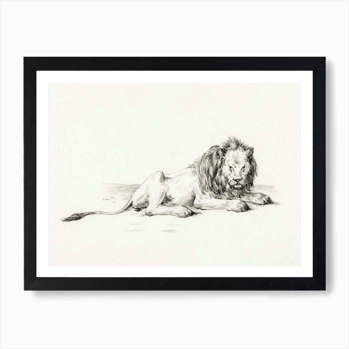 Lying Lion (1822), Jean Bernard Art Framed Wall Art Poster Canvas Print Picture