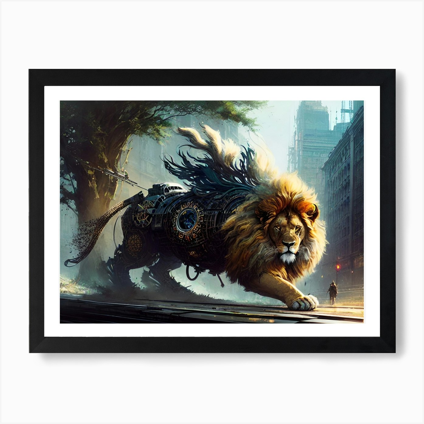Steampunk Lion 1 Art Print Framed Wall Art Poster Canvas Print Picture