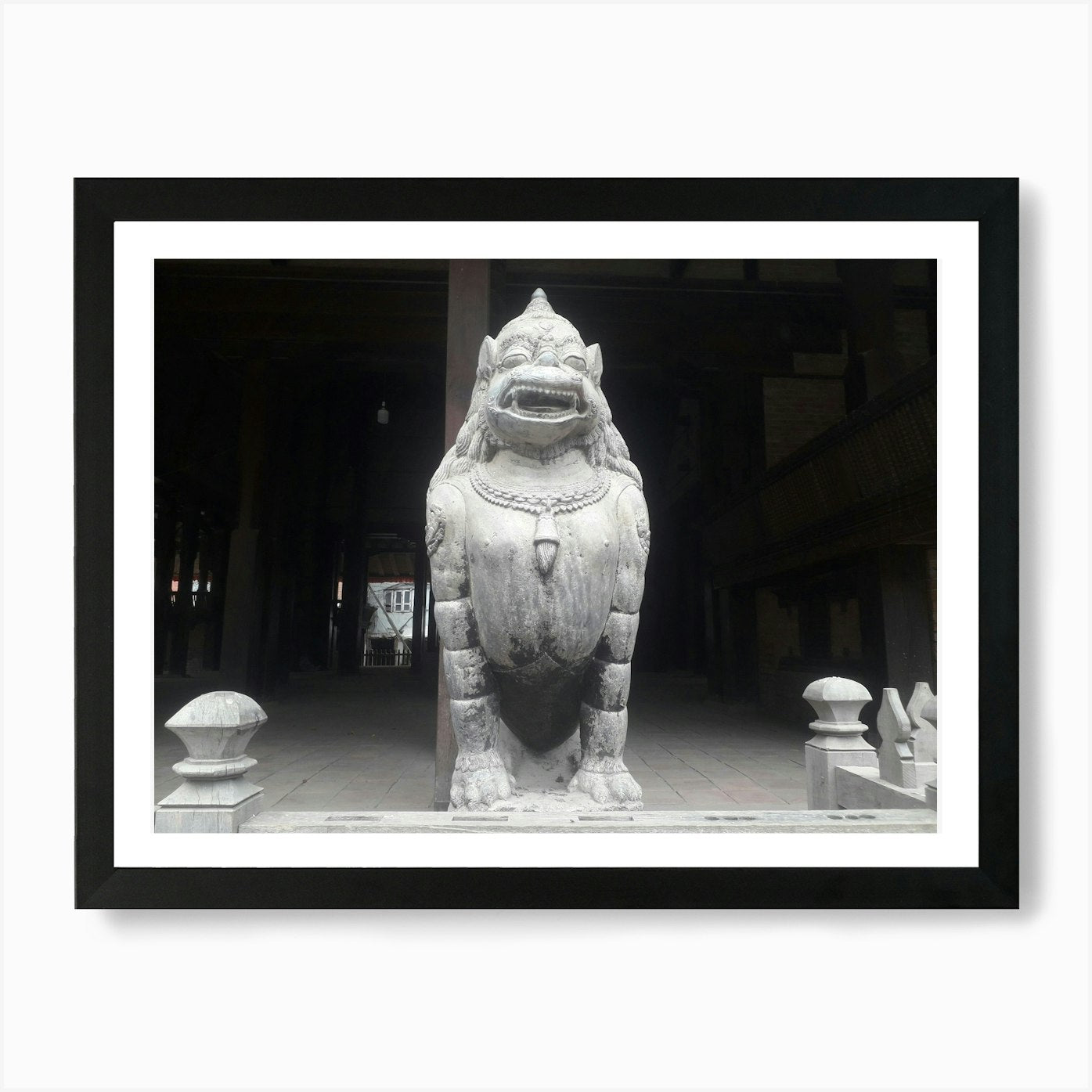 Lion Statue By Binod Dawadi Art Pri Framed Wall Art Poster Canvas Print Picture