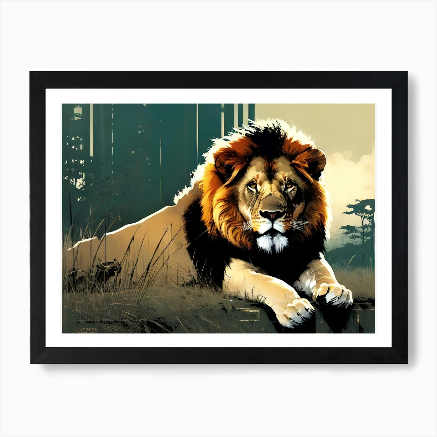Lion Painting 60 Art Print Framed Wall Art Poster Canvas Print Picture